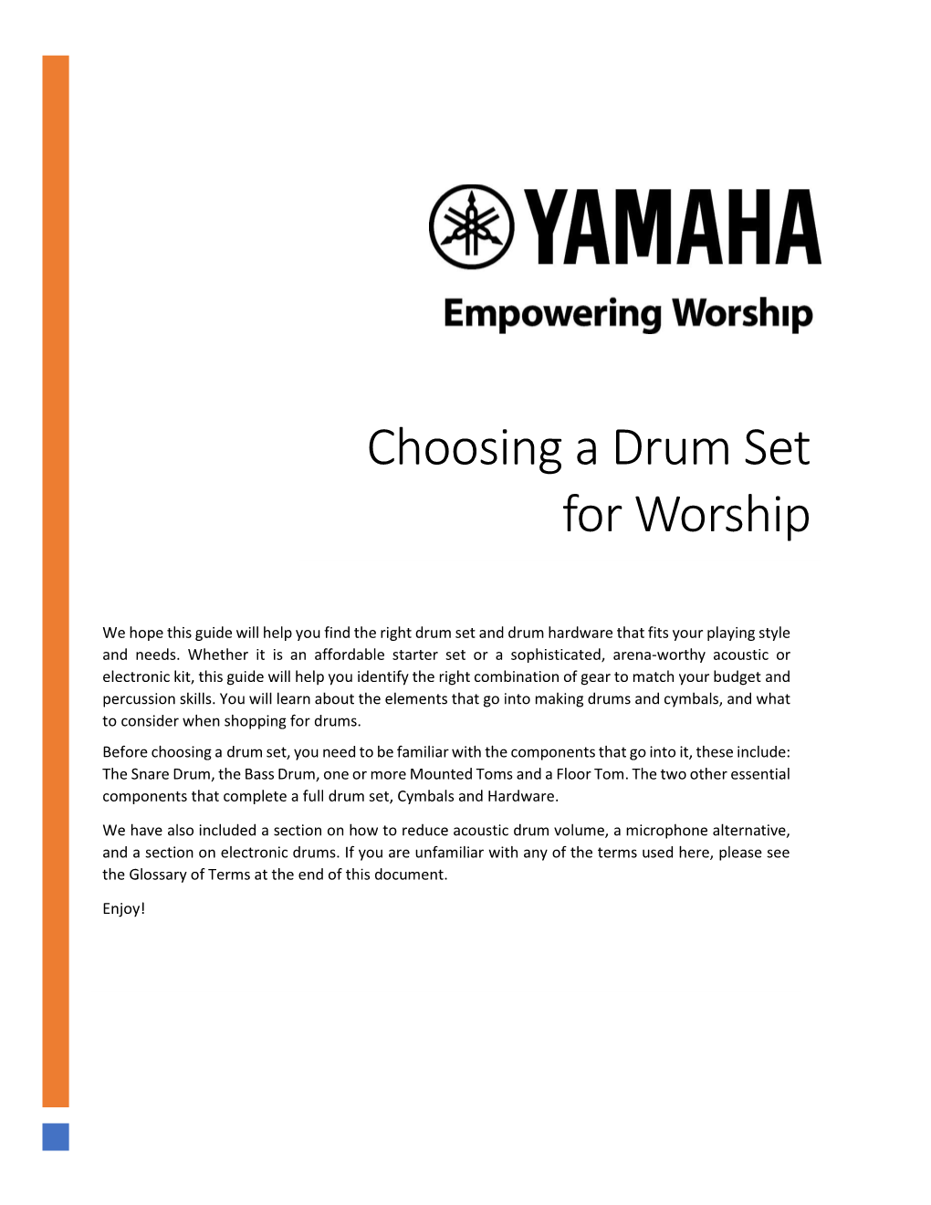 Choosing a Drum Set for Worship