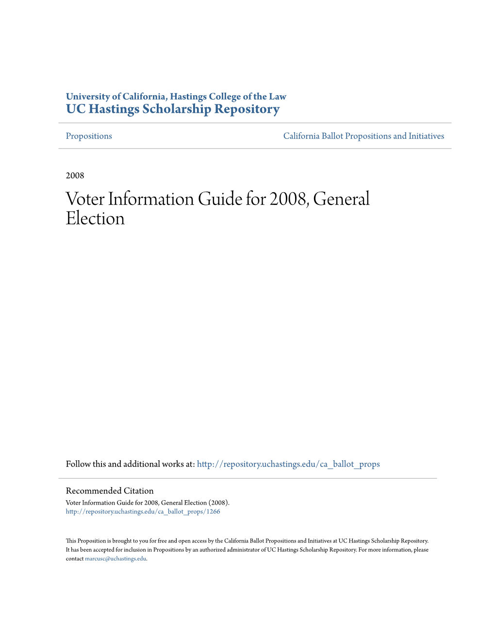 Voter Information Guide for 2008, General Election