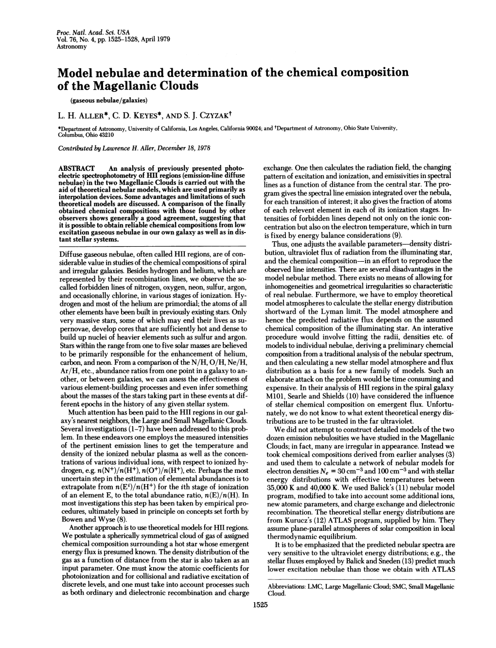 Model Nebulae and Determination of the Chemical Composition of the Magellanic Clouds (Gaseous Nebulae/Galaxies) L