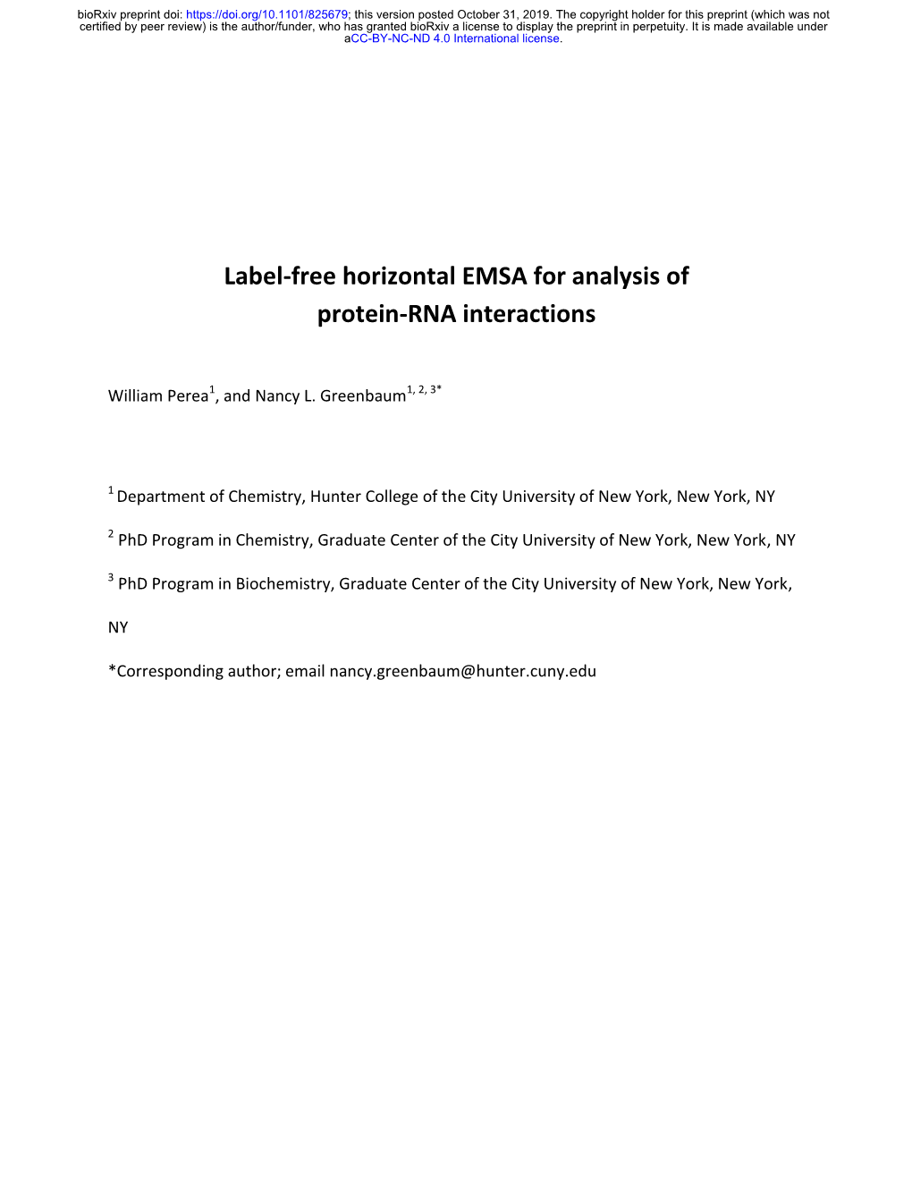 Label-Free Horizontal EMSA for Analysis of Protein-RNA Interactions