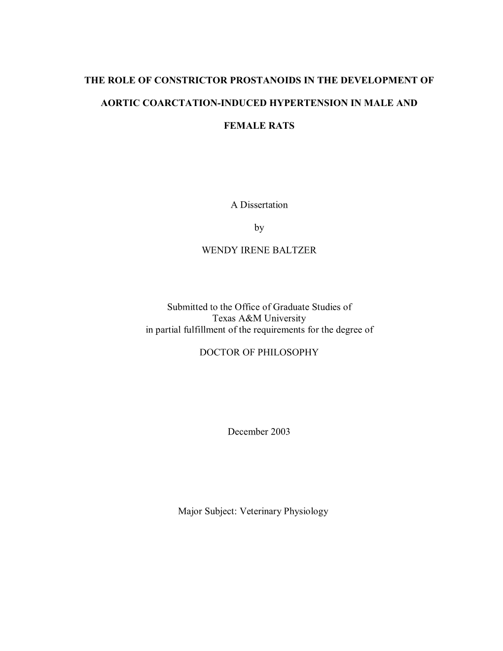 The Role of Constrictor Prostanoids in the Development Of