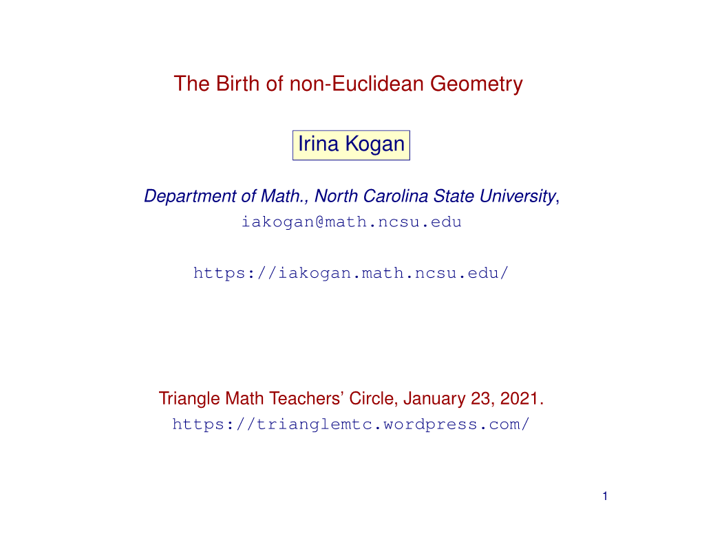 The Birth of Non-Euclidean Geometry