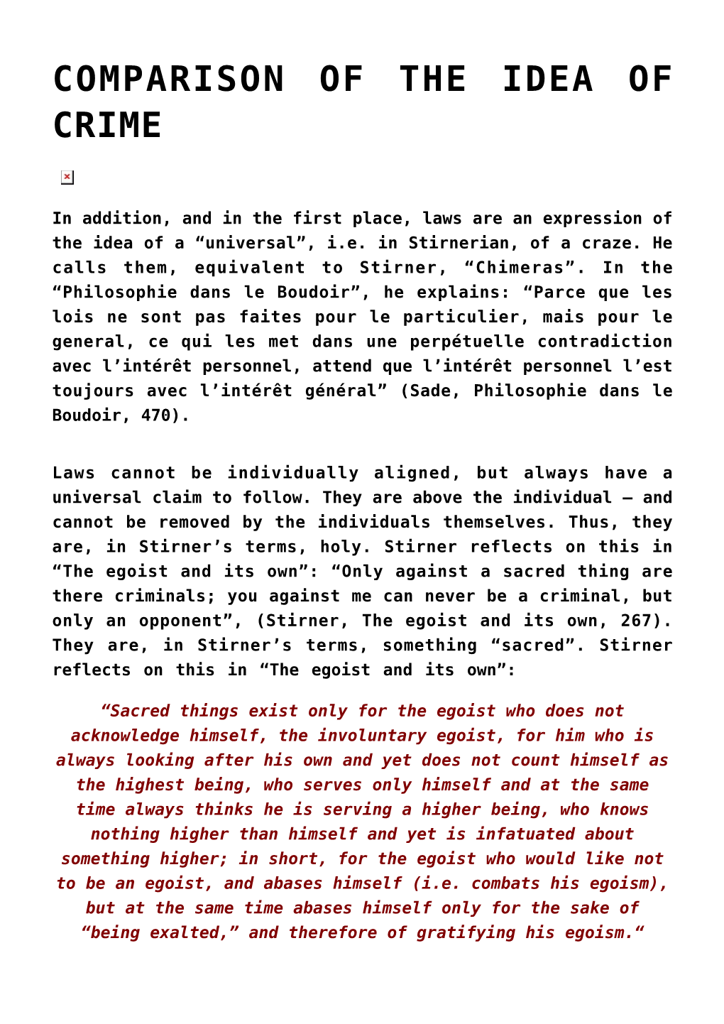 Comparison of the Idea of Crime