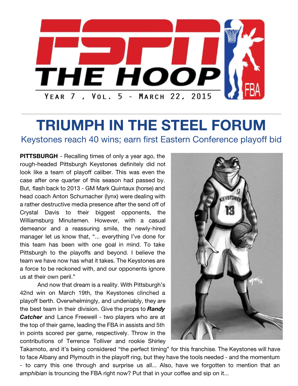 TRIUMPH in the STEEL FORUM Keystones Reach 40 Wins; Earn First Eastern Conference Playoff Bid