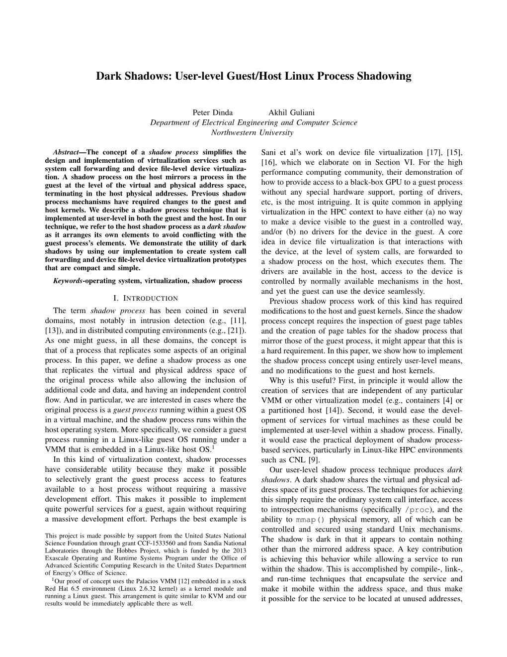 User-Level Guest/Host Linux Process Shadowing