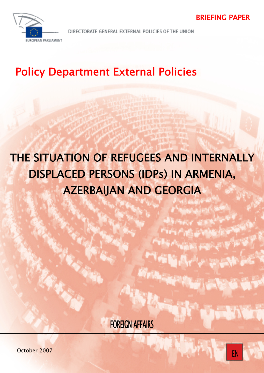 (Idps) in ARMENIA, AZERBAIJAN and GEORGIA