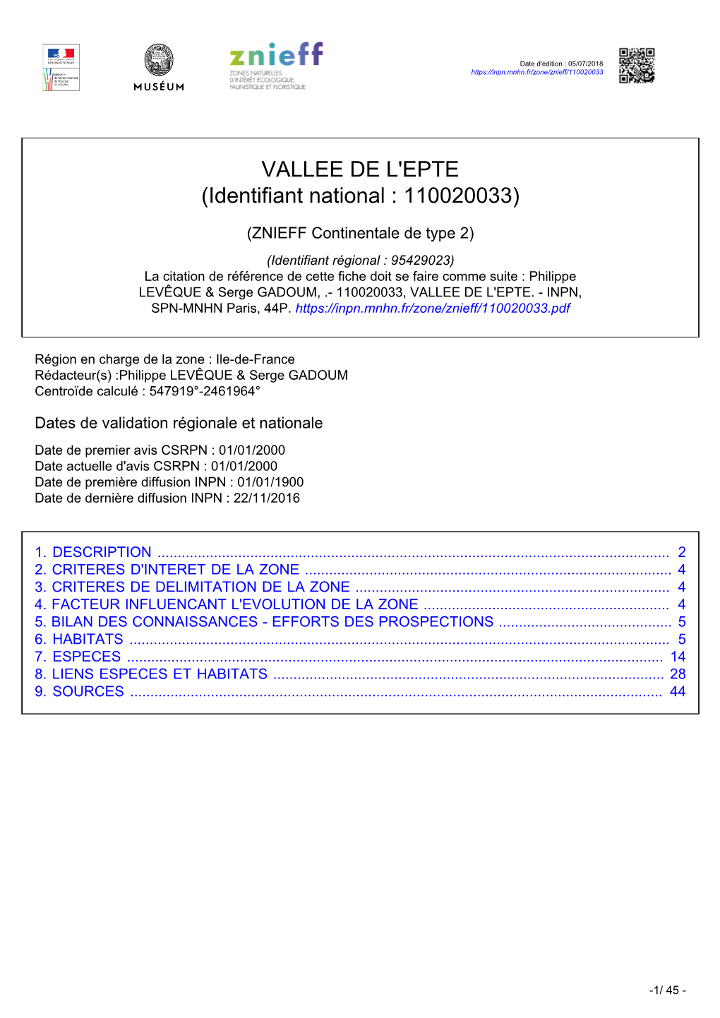 VALLEE DE L'epte (Identifiant National : 110020033)