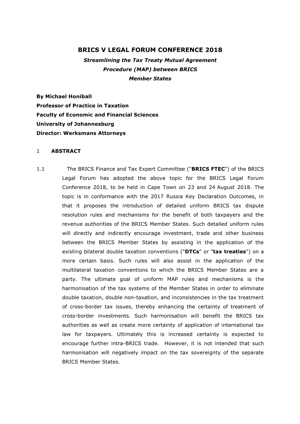 Streamlining the Tax Treaty Mutual Agreement Procedure (MAP) Between BRICS Member States