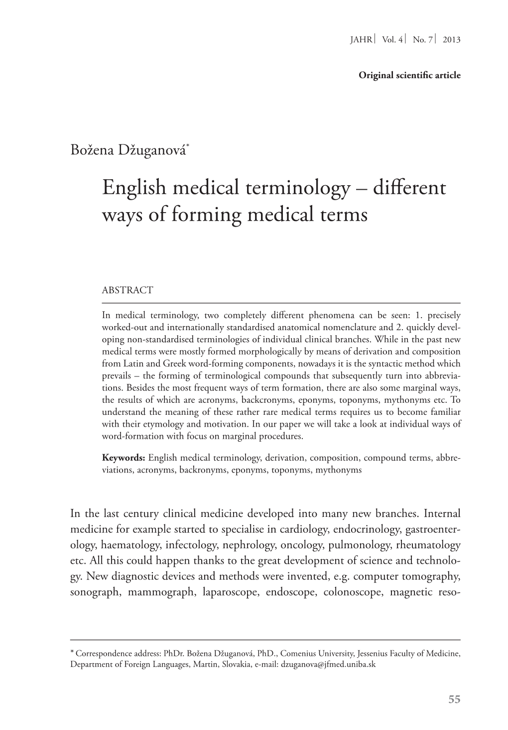 English Medical Terminology – Different Ways of Forming Medical Terms