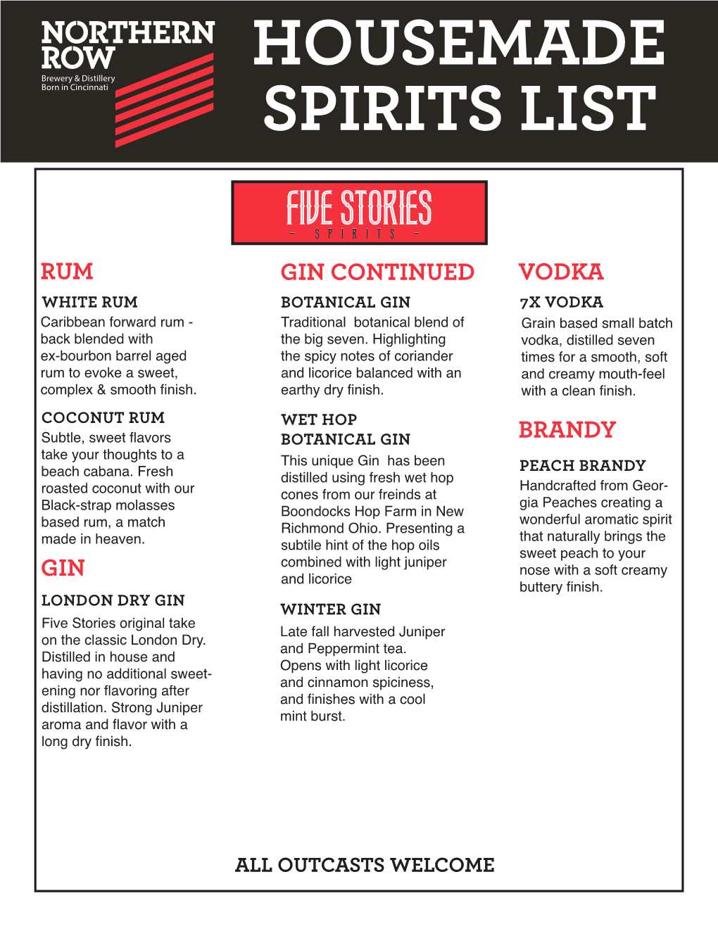 Spirits List