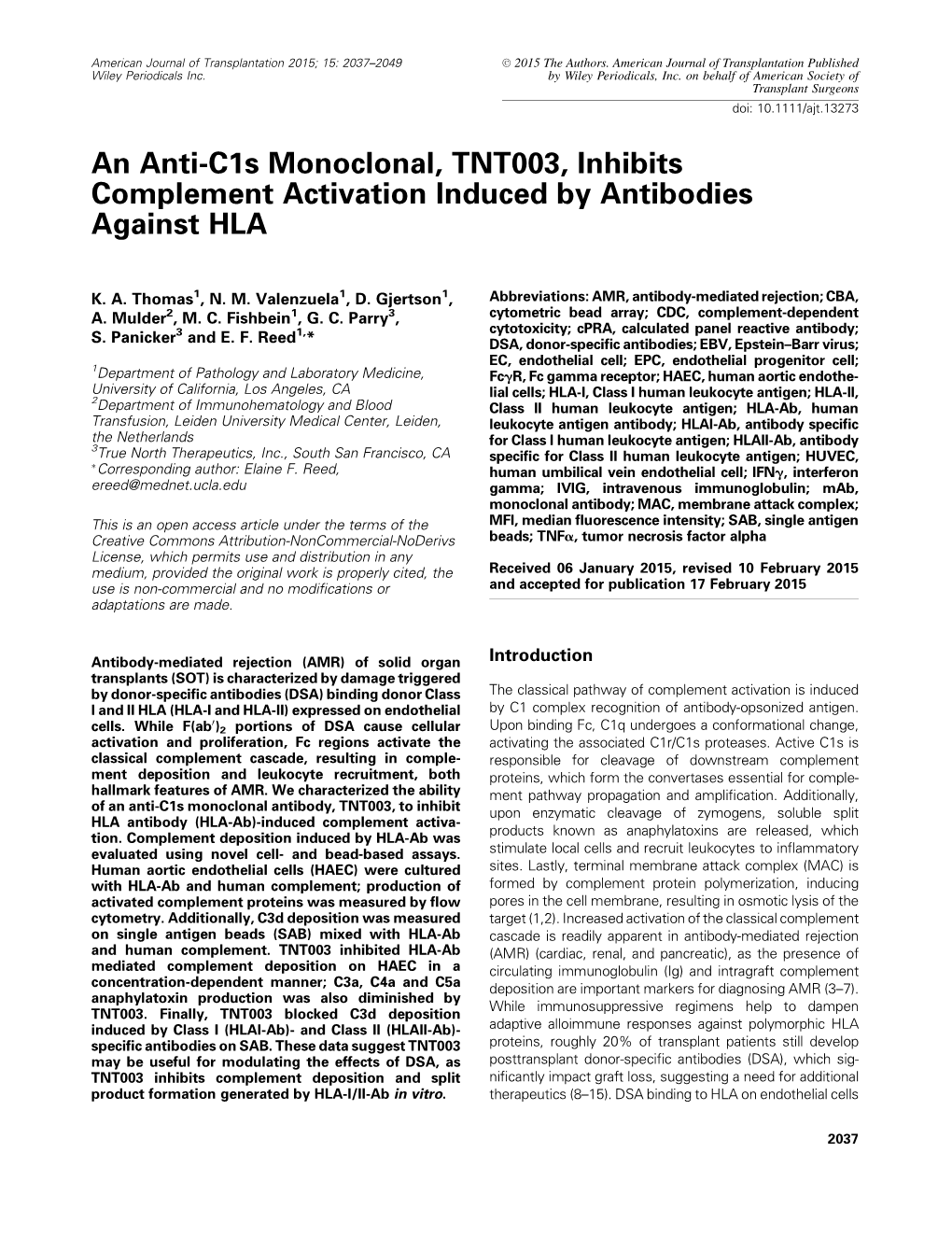 An Anti-C1s Monoclonal, TNT003, Inhibits Complement Activation Induced by Antibodies Against HLA