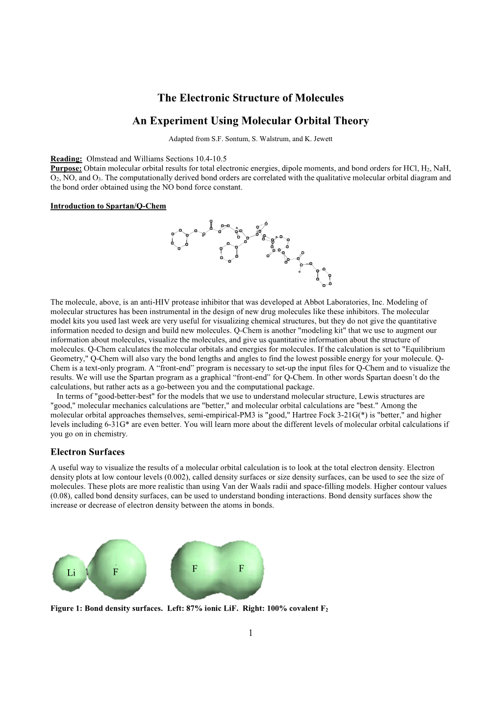 The Electronic Structure of Molecules an Experiment Using Molecular Orbital Theory