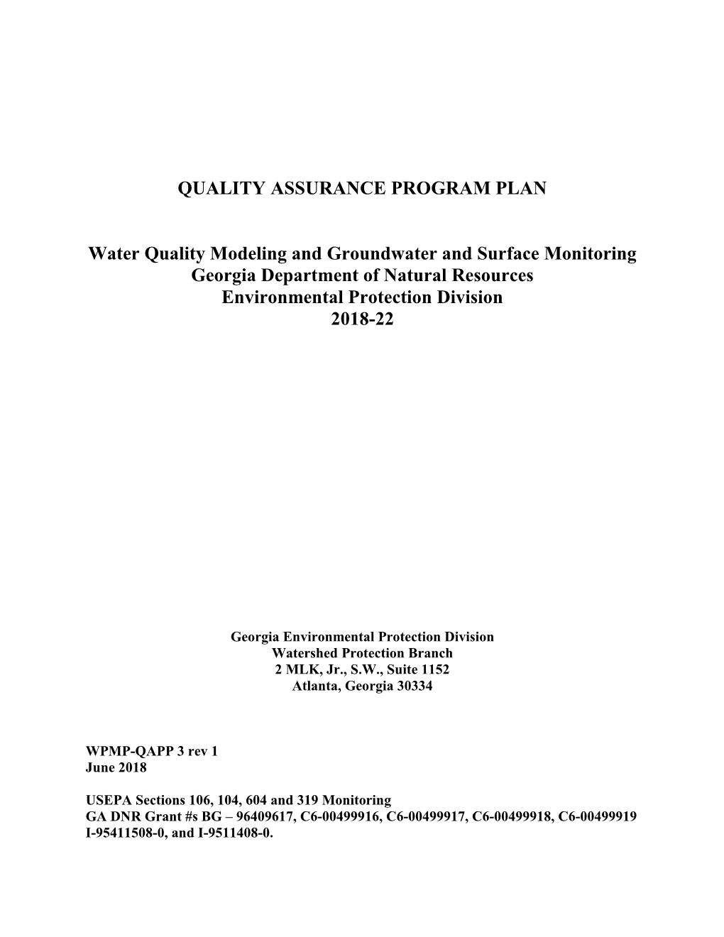 Ambient Monitoring Quality Assurance Project Plan