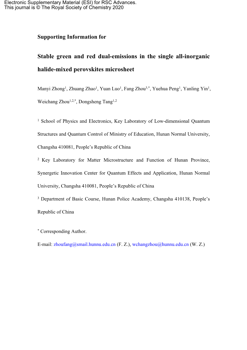 Stable Green and Red Dual-Emissions in the Single All-Inorganic Halide