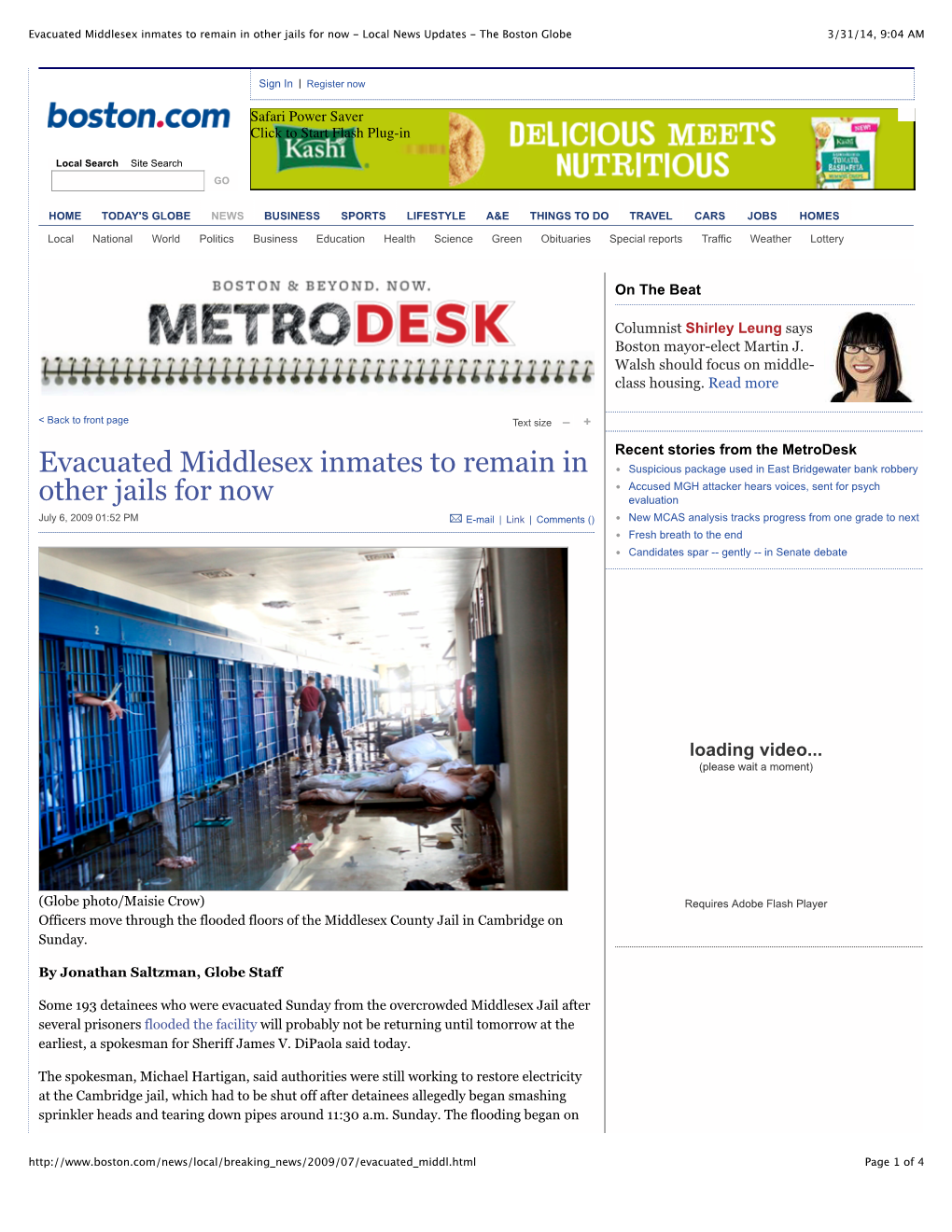 Evacuated Middlesex Inmates to Remain in Other Jails for Now - Local News Updates - the Boston Globe 3/31/14, 9:04 AM