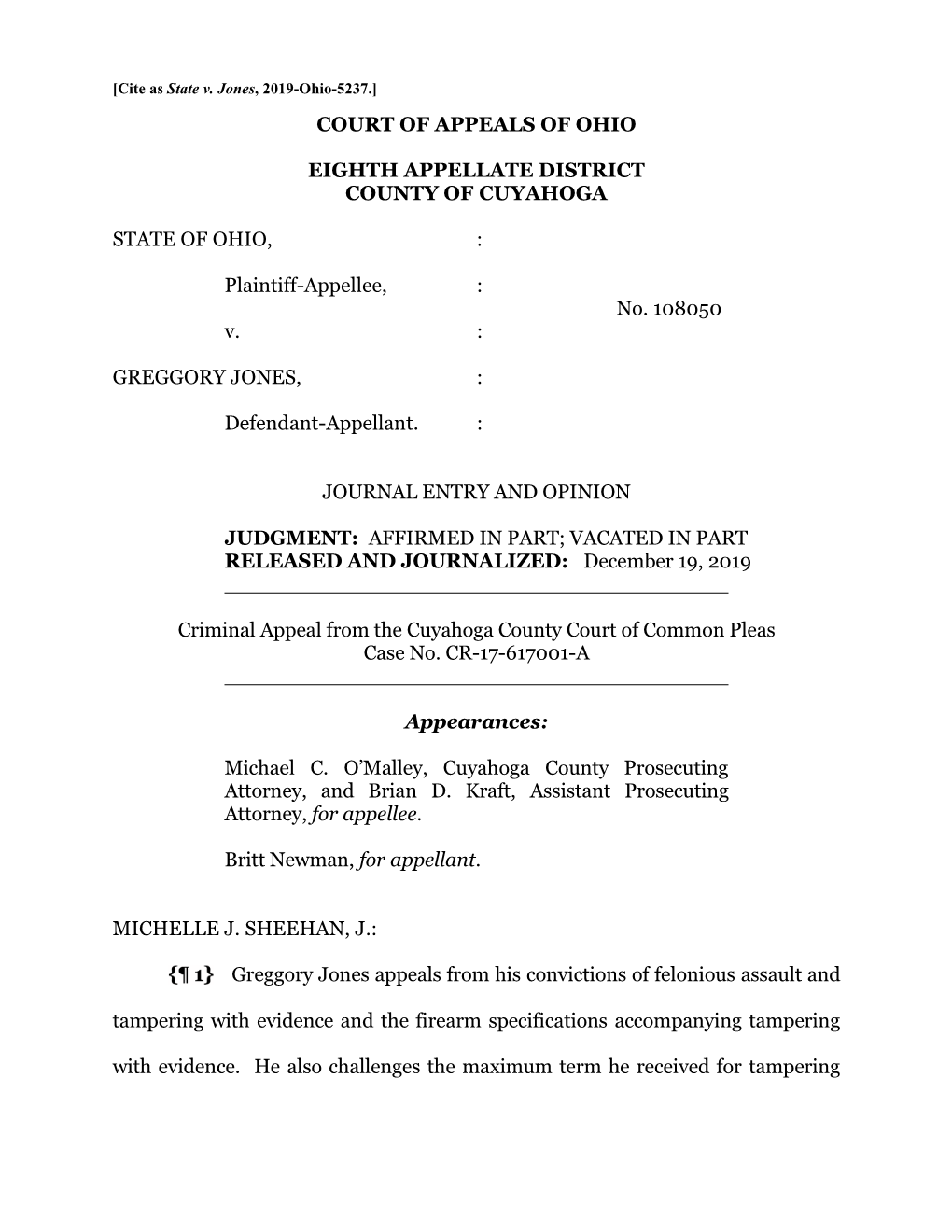 State V. Jones, 2019-Ohio-5237.] COURT of APPEALS of OHIO