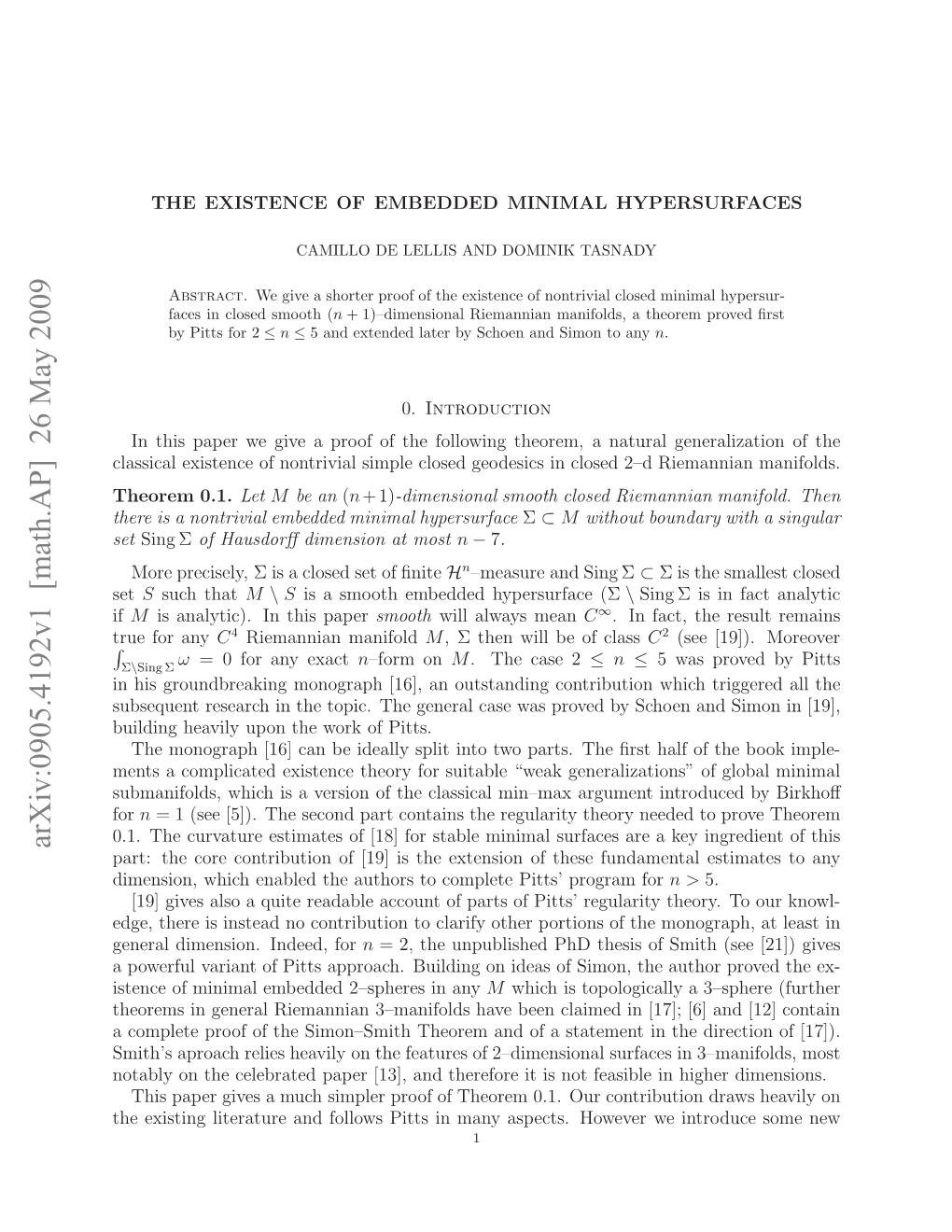 The Existence of Embedded Minimal Hypersurfaces 3