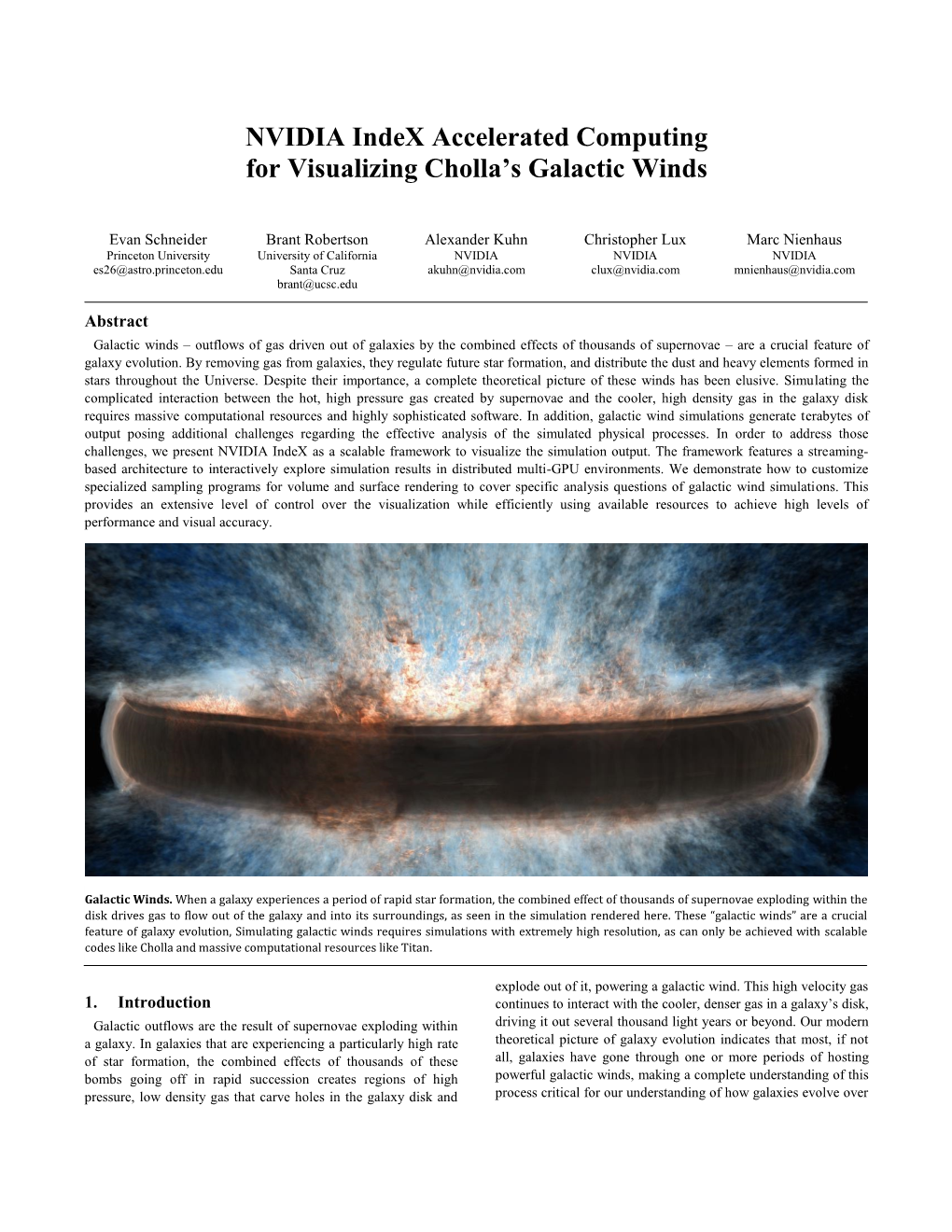 NVIDIA Index Accelerated Computing for Visualizing Cholla's Galactic