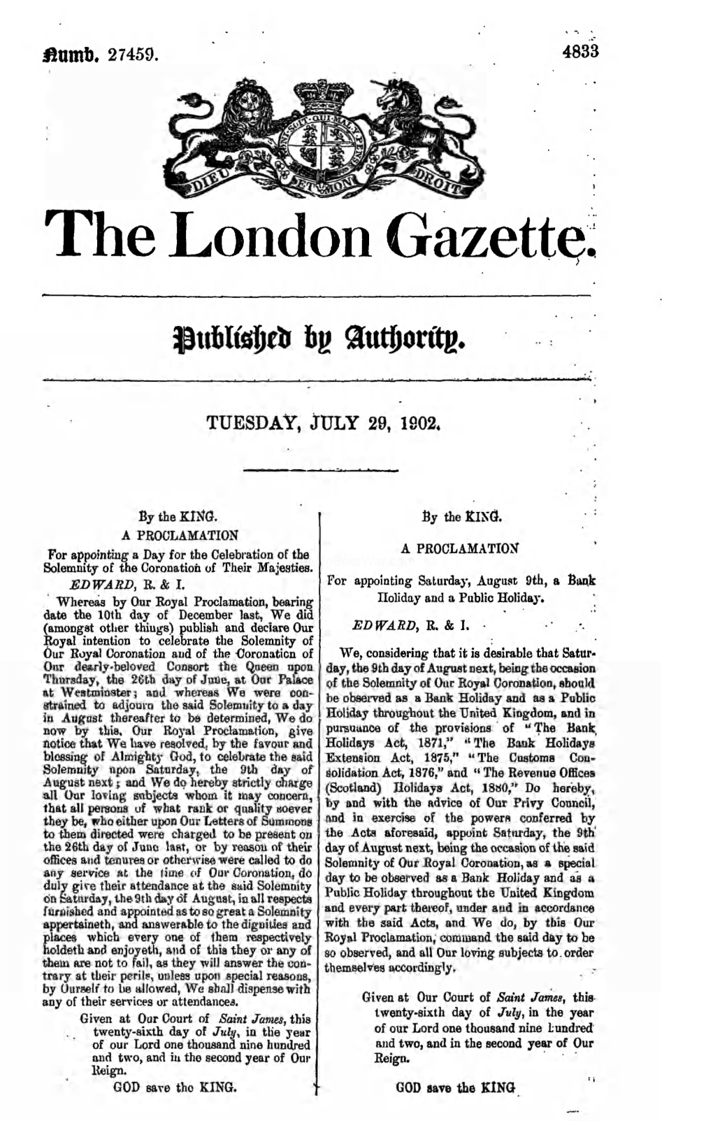 The London Gazette.>