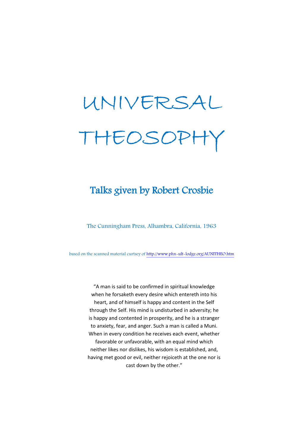 Universal Theosophy
