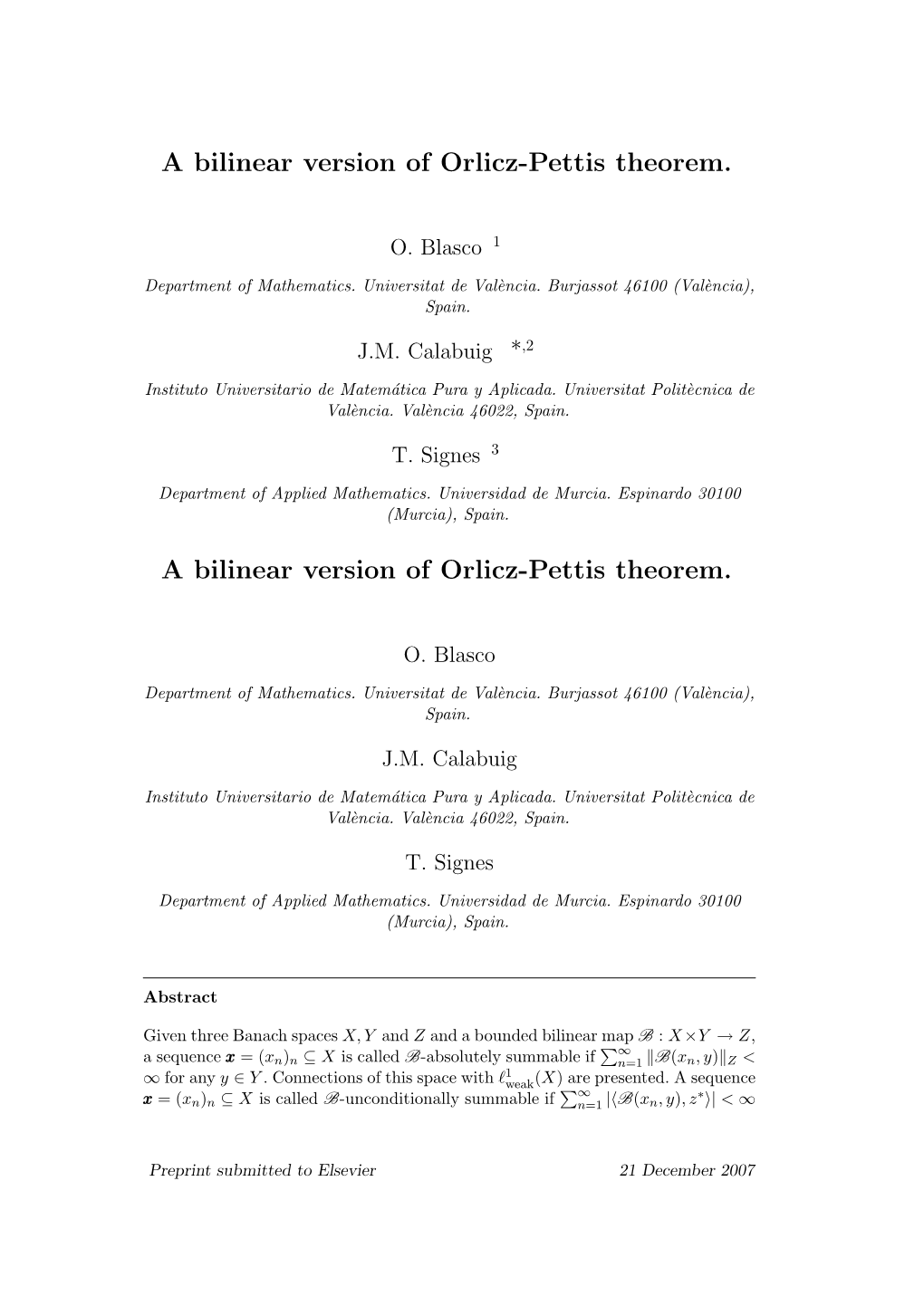 A Bilinear Version of Orlicz-Pettis Theorem. a Bilinear Version of Orlicz-Pettis Theorem