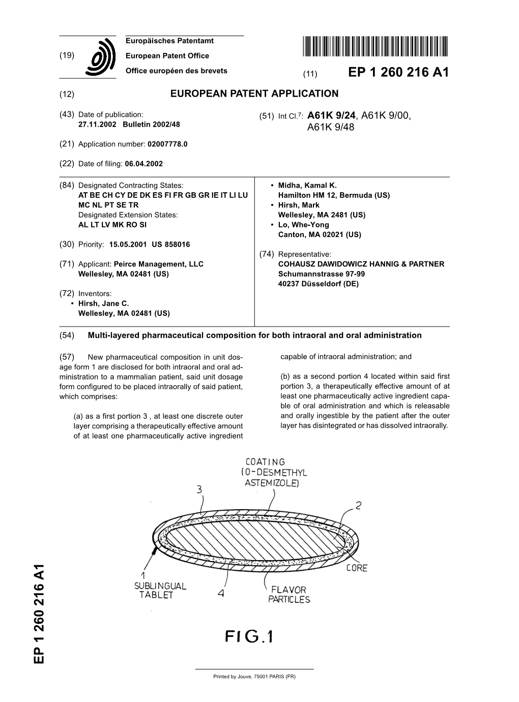 Multi-Layered Pharmaceutical Composition for Both Intraoral and Oral Administration