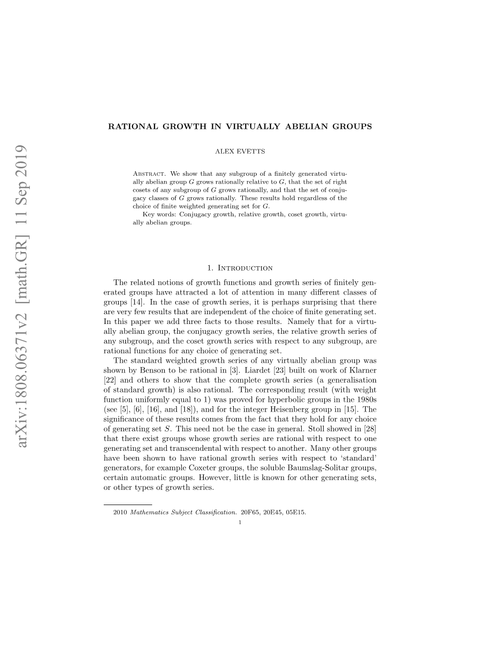 Arxiv:1808.06371V2 [Math.GR] 11 Sep 2019 N Ugop N H Oe Rwhsre Ihrsett N Su Set