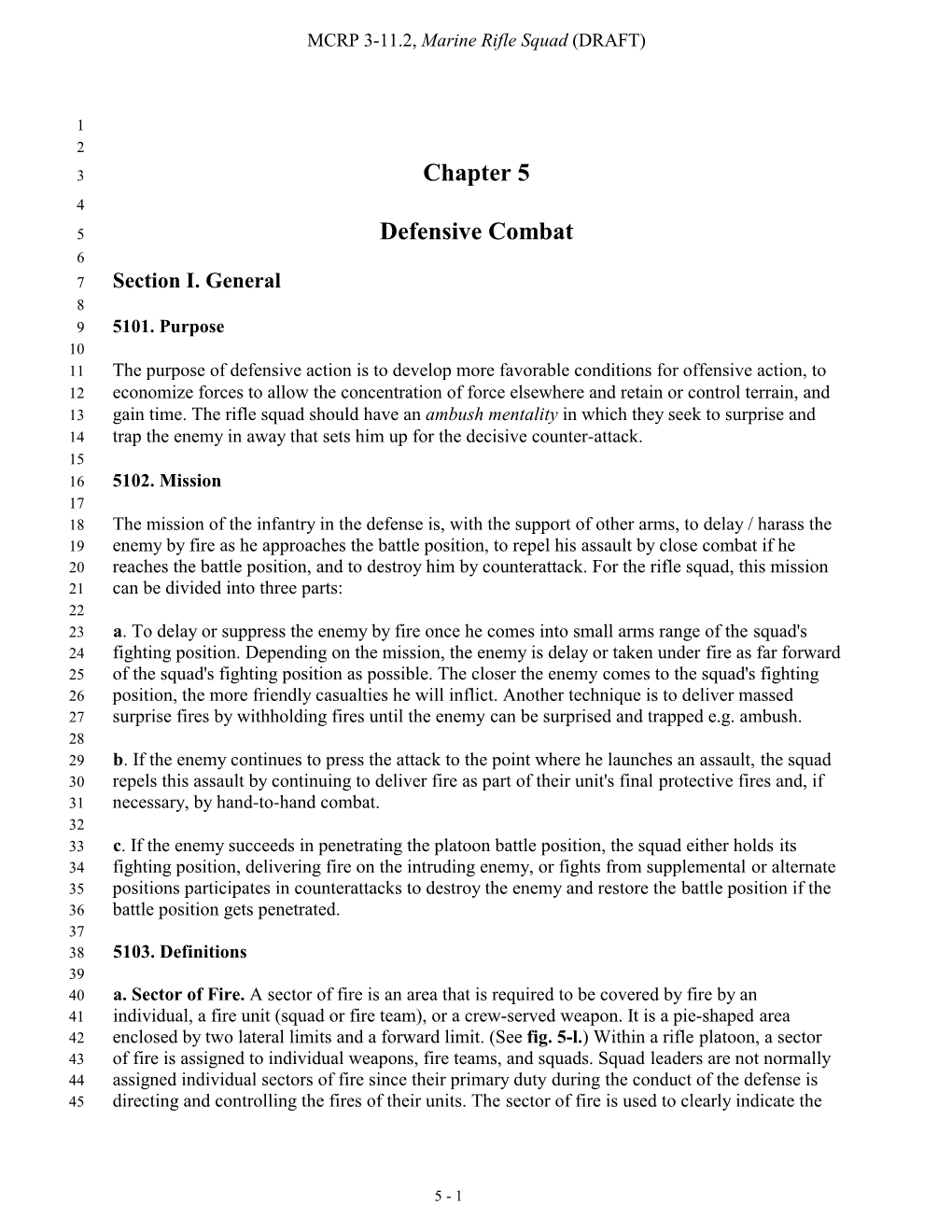 MCWP 3-11.2 Chapter 5: Defensive Combat