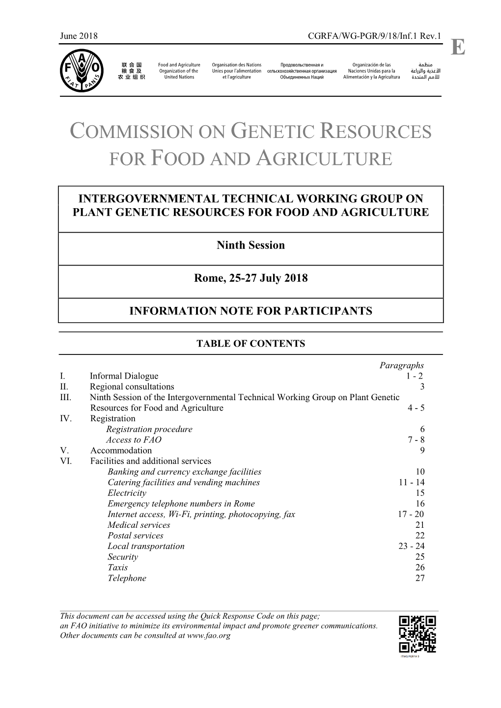 Commission on Genetic Resources for Food and Agriculture