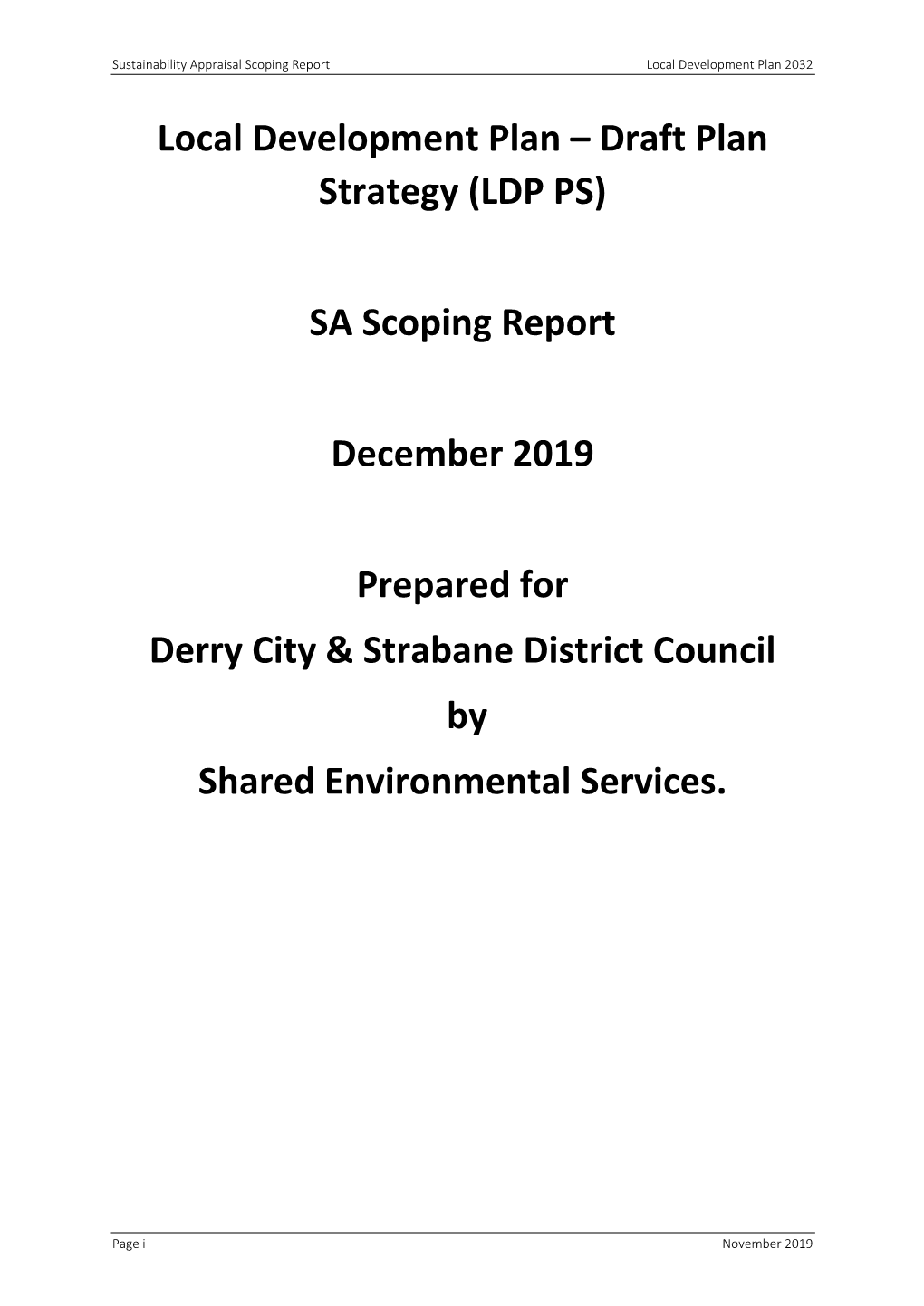 LDP Draft Plan Strategy – SA Scoping Report