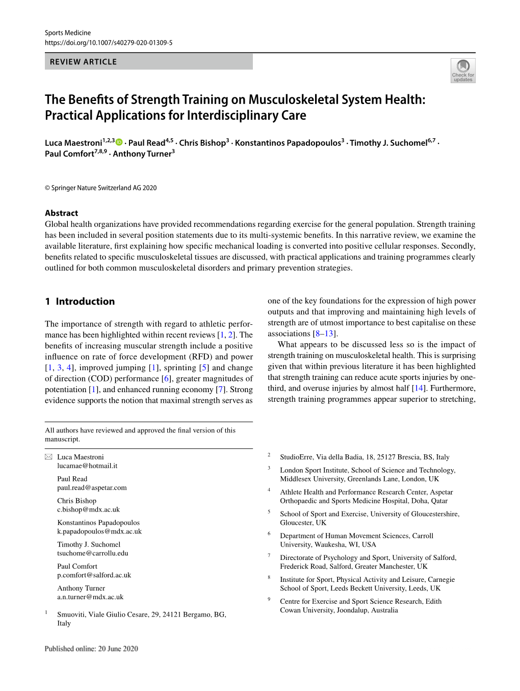 The Benefits of Strength Training on Musculoskeletal System Health