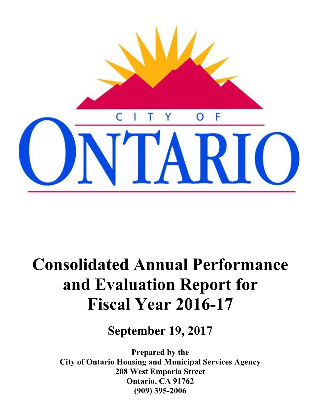 Consolidated Annual Performance and Evaluation Report for Fiscal Year 2016-17