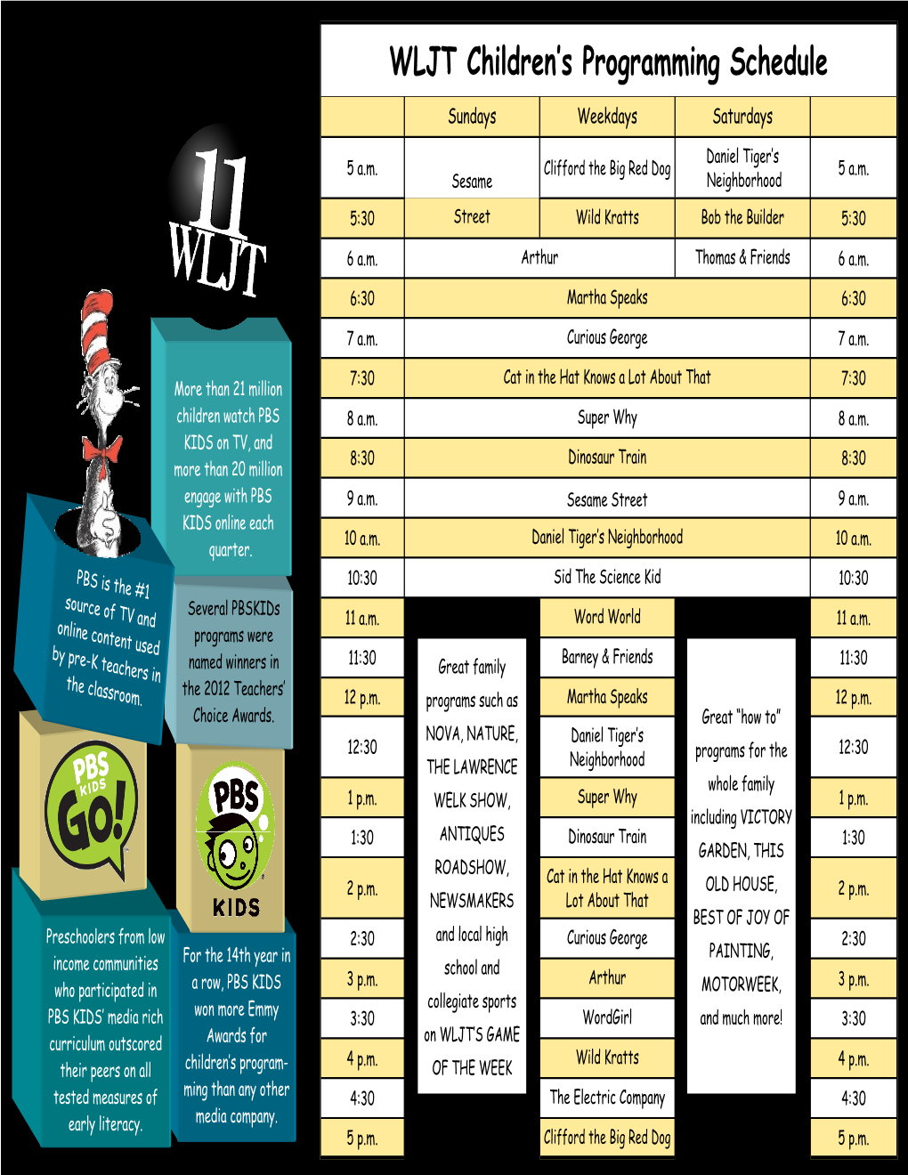 WLJT Children's Programming Schedule