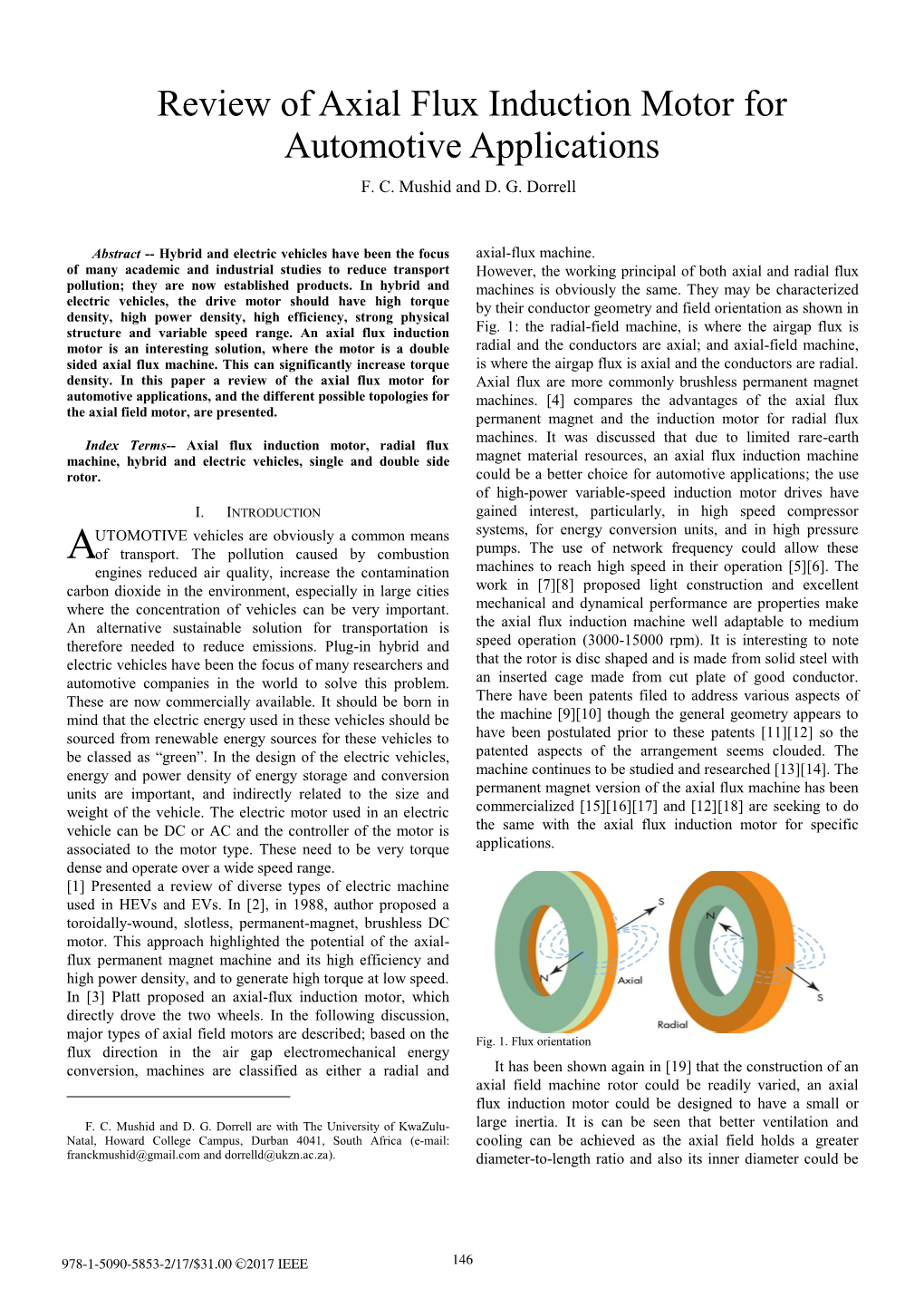 Review of Axial Flux Induction Motor for Automotive Applications F