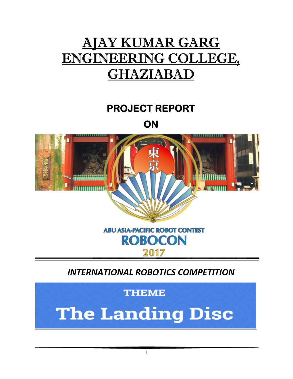 Robocon 2017 the LANDING DISC ROBOCON 2017 THEME and RULE BOOK