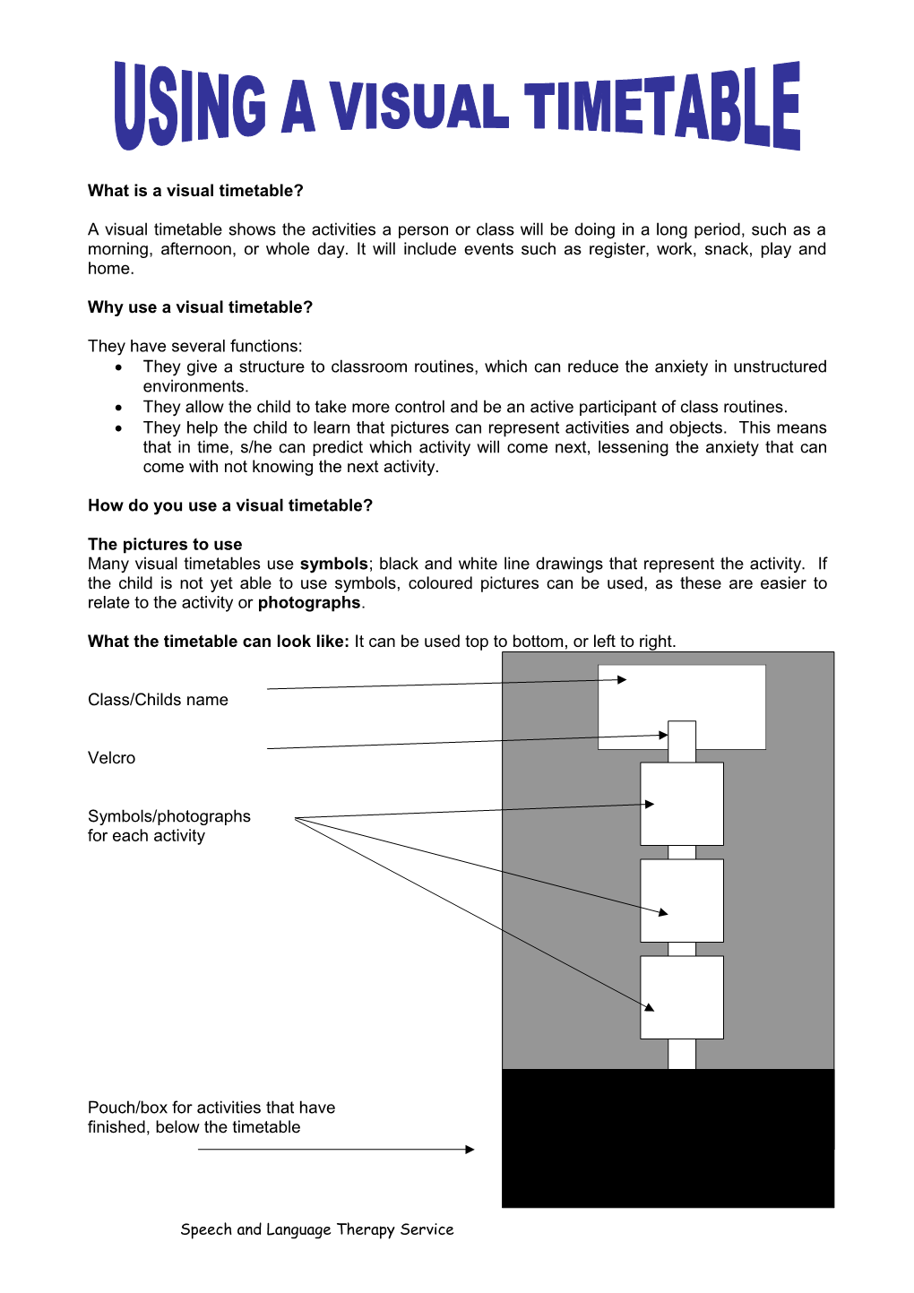 Using a Visual Timetable