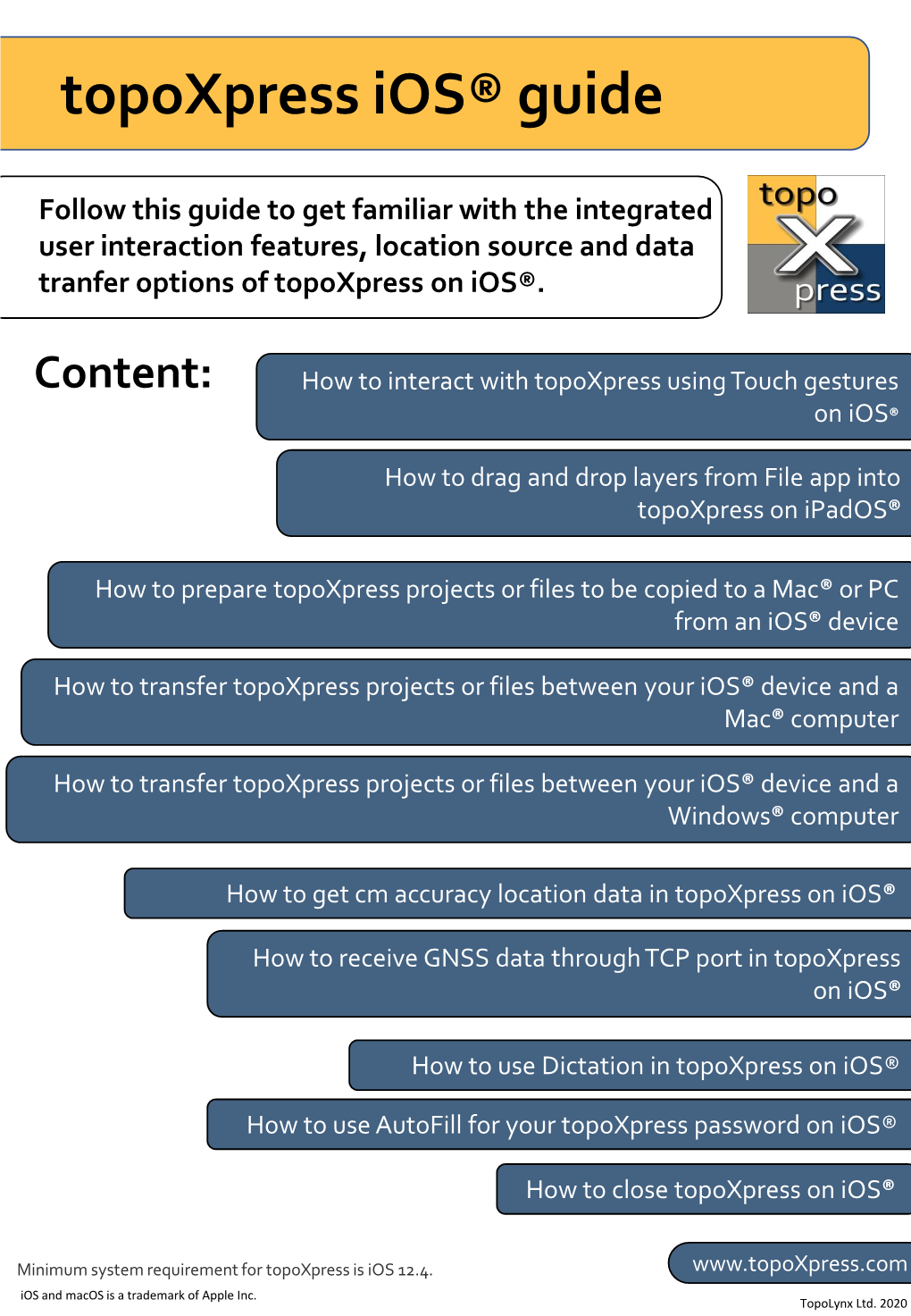 Topoxpress Ios® Guide