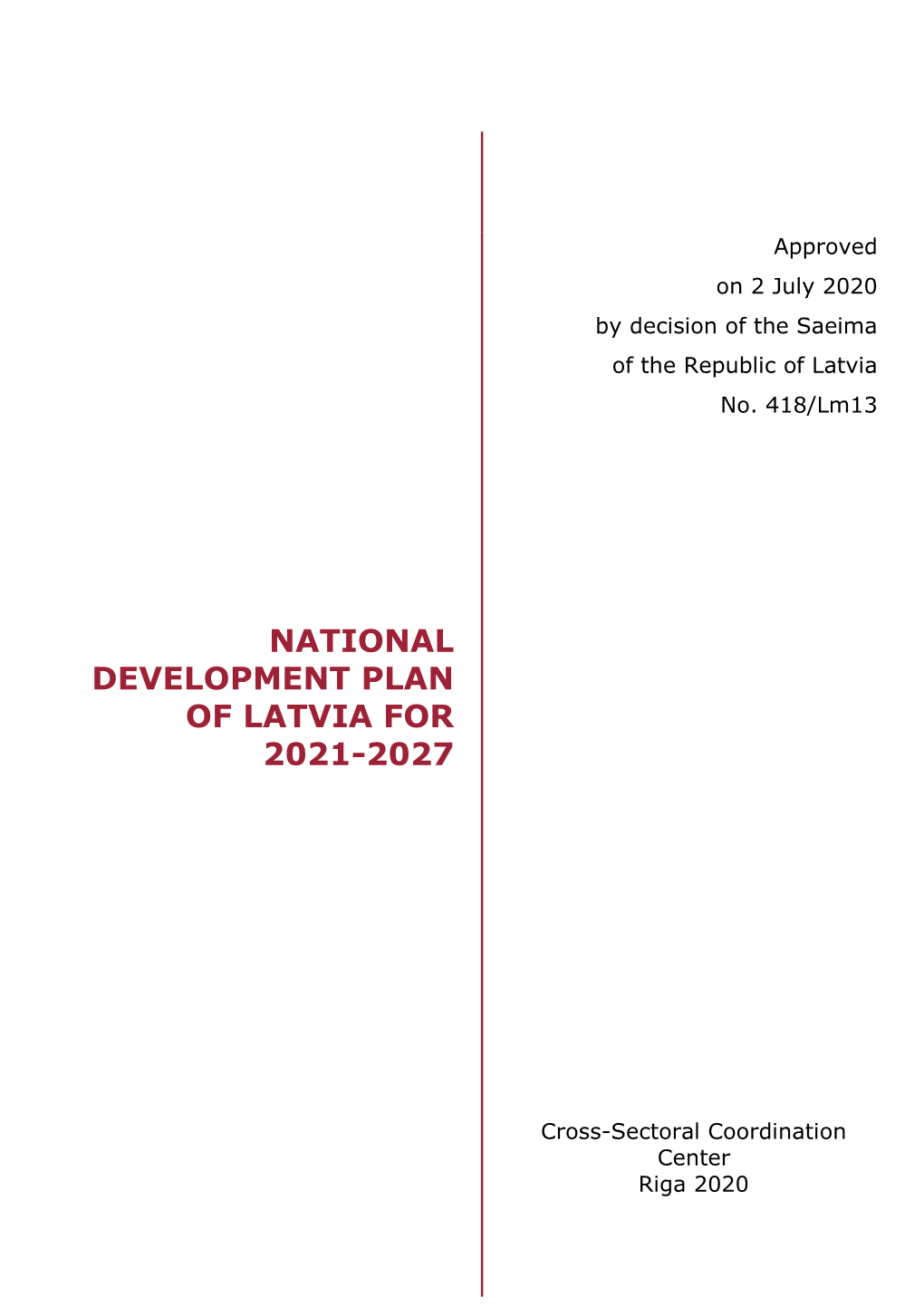 National Development Plan of Latvia for 2021-2027