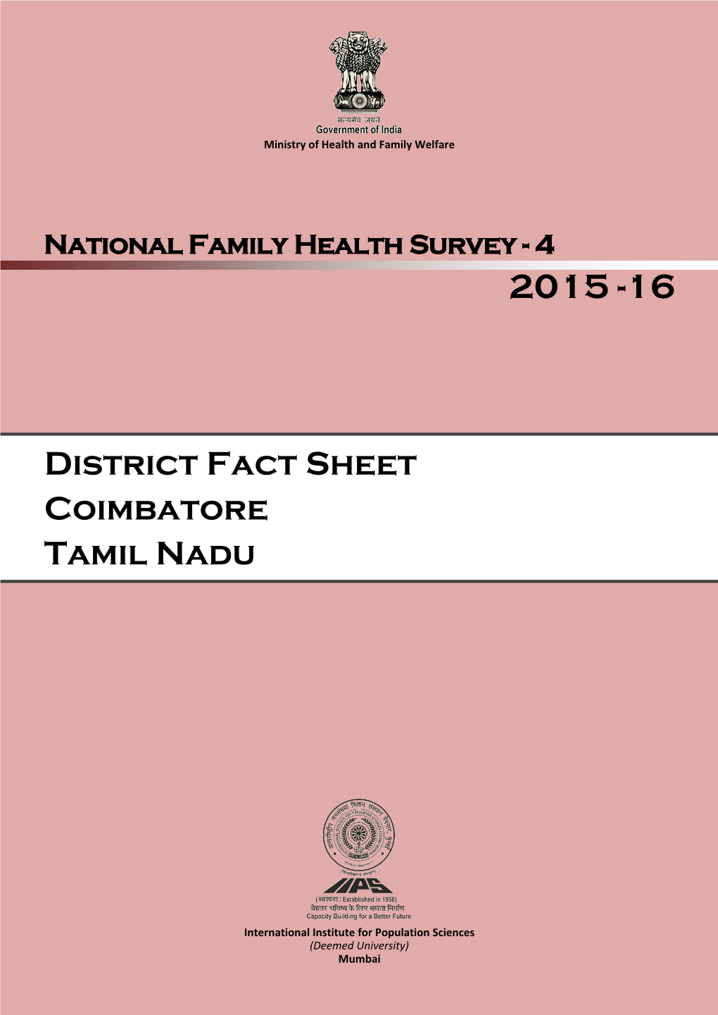 District Fact Sheet Coimbatore Tamil Nadu