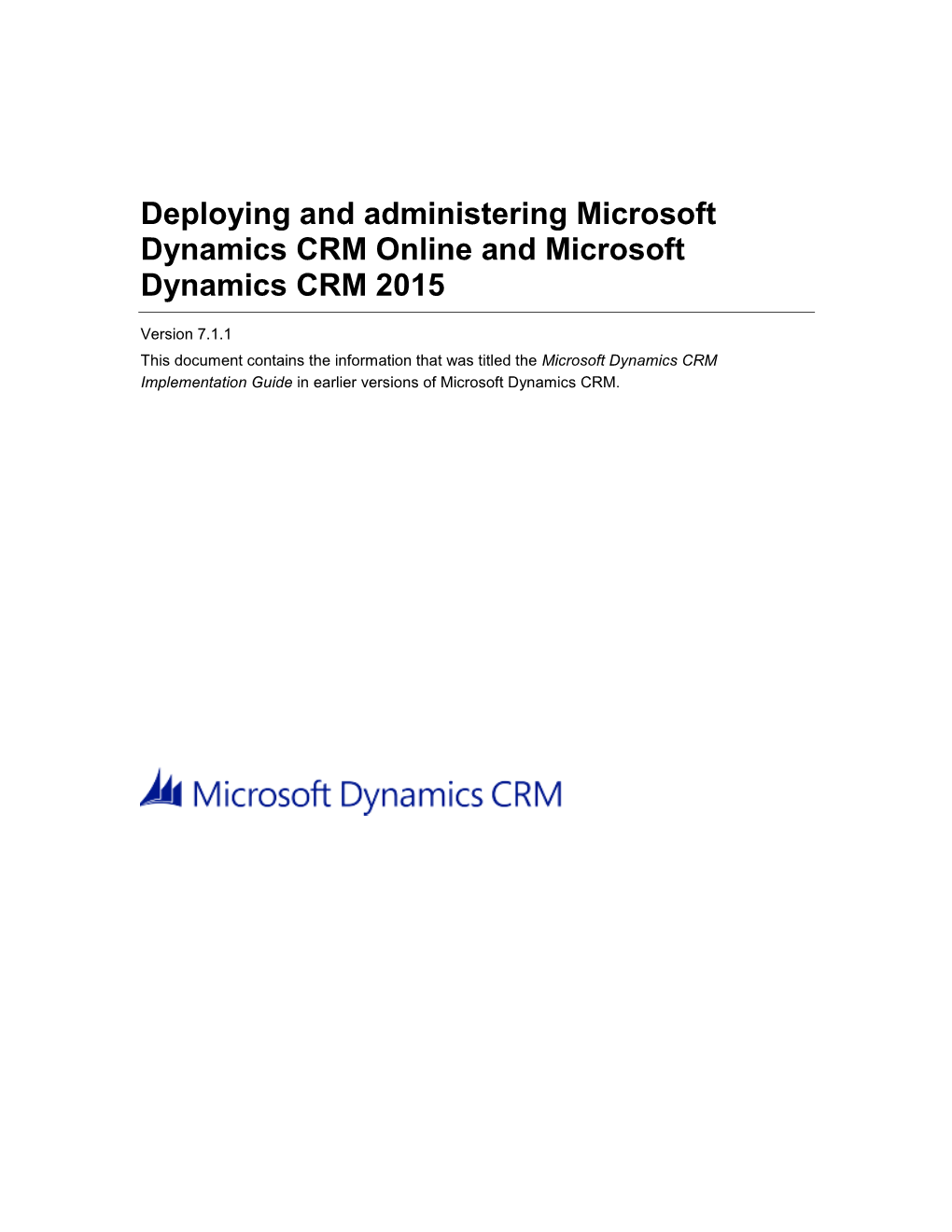 Deploying and Administering Microsoft Dynamics CRM Online and Microsoft Dynamics CRM 2015