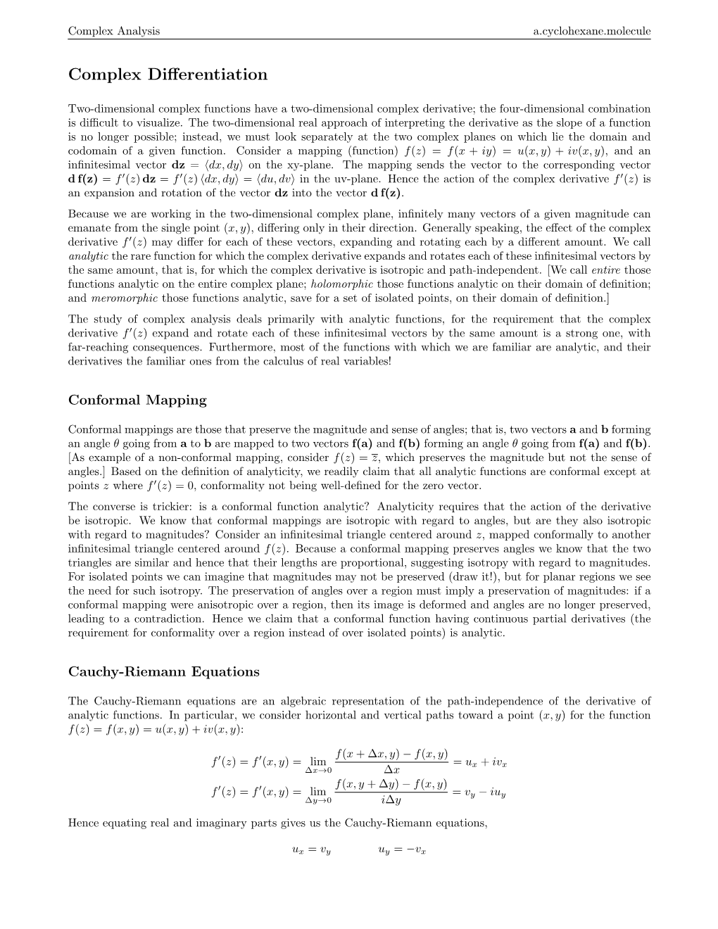 Complex Differentiation