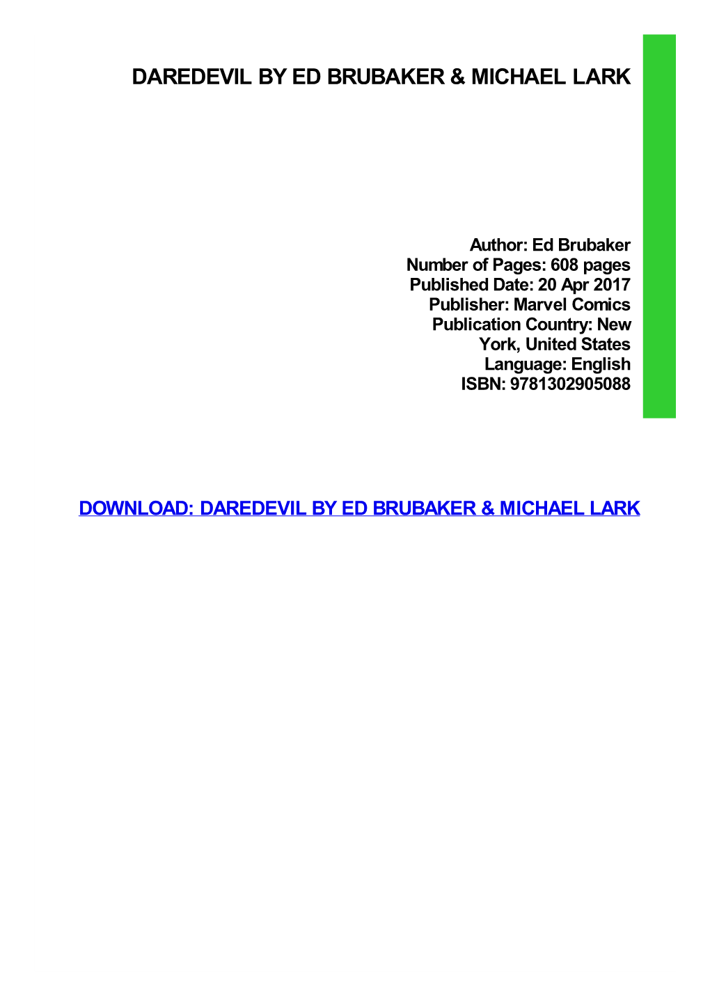 PDF Download Daredevil by Ed Brubaker & Michael Lark