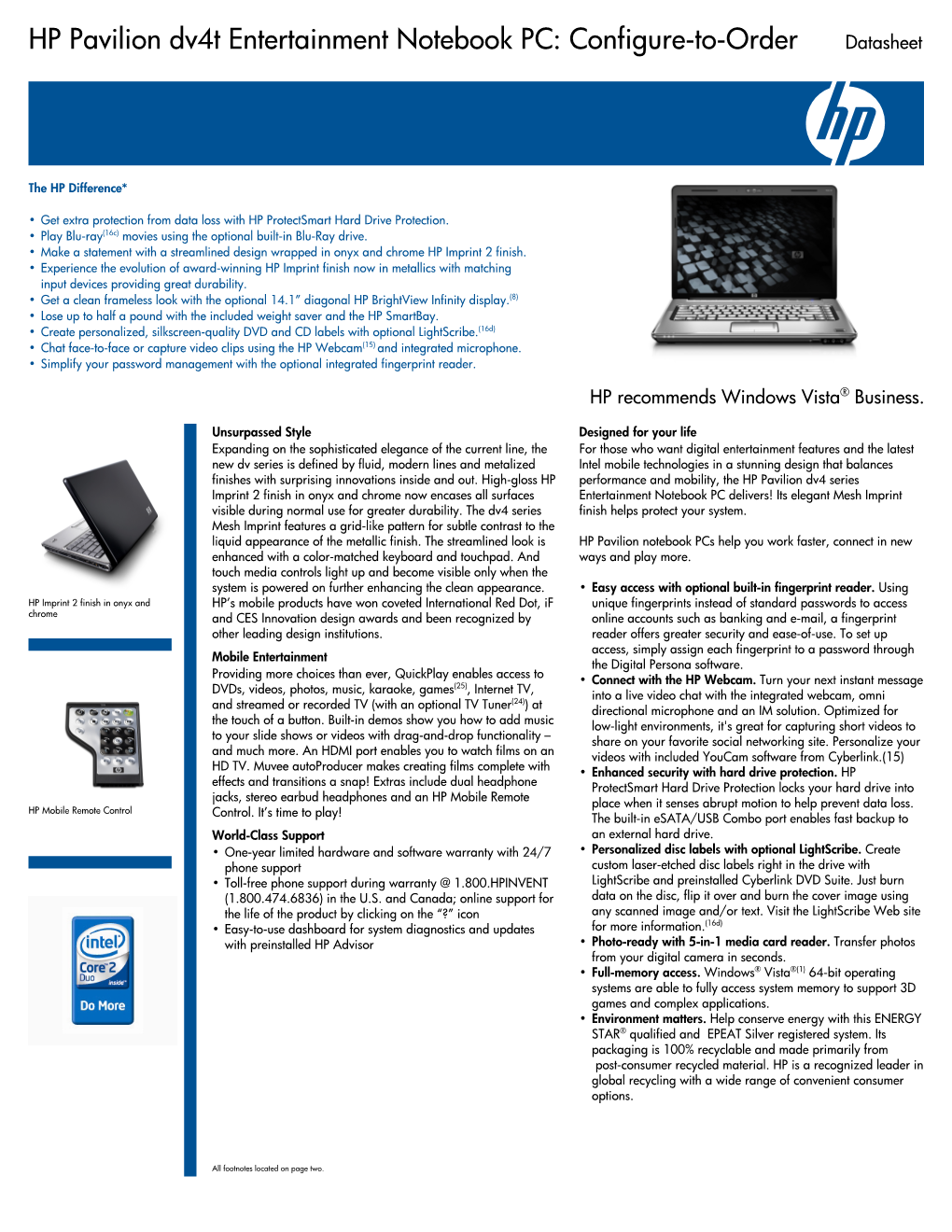 HP Pavilion Data Sheet