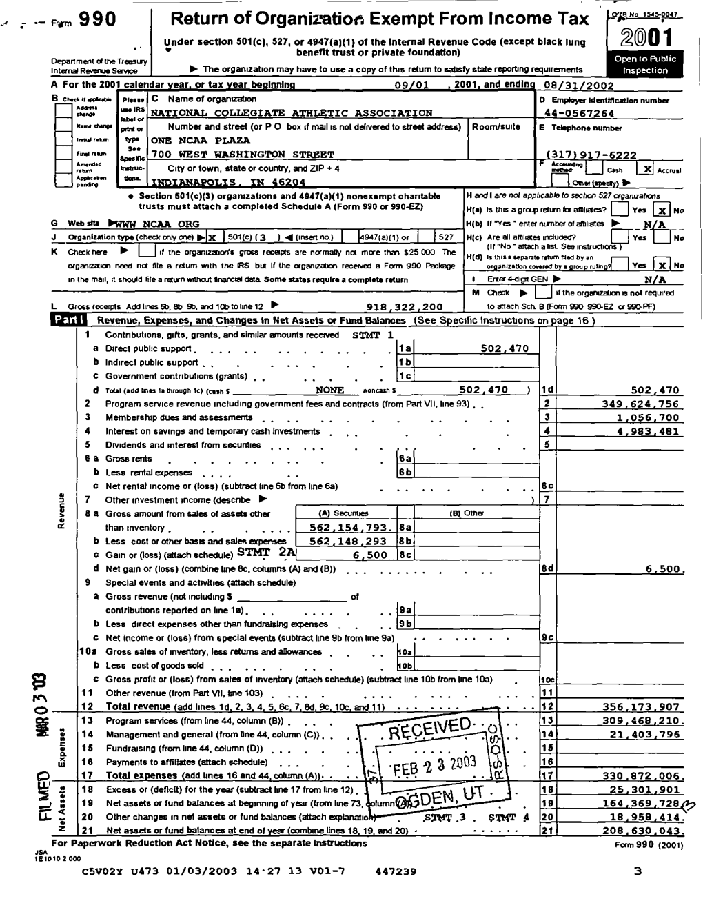 FW 990 ~ Return of Organization Exempt from Income