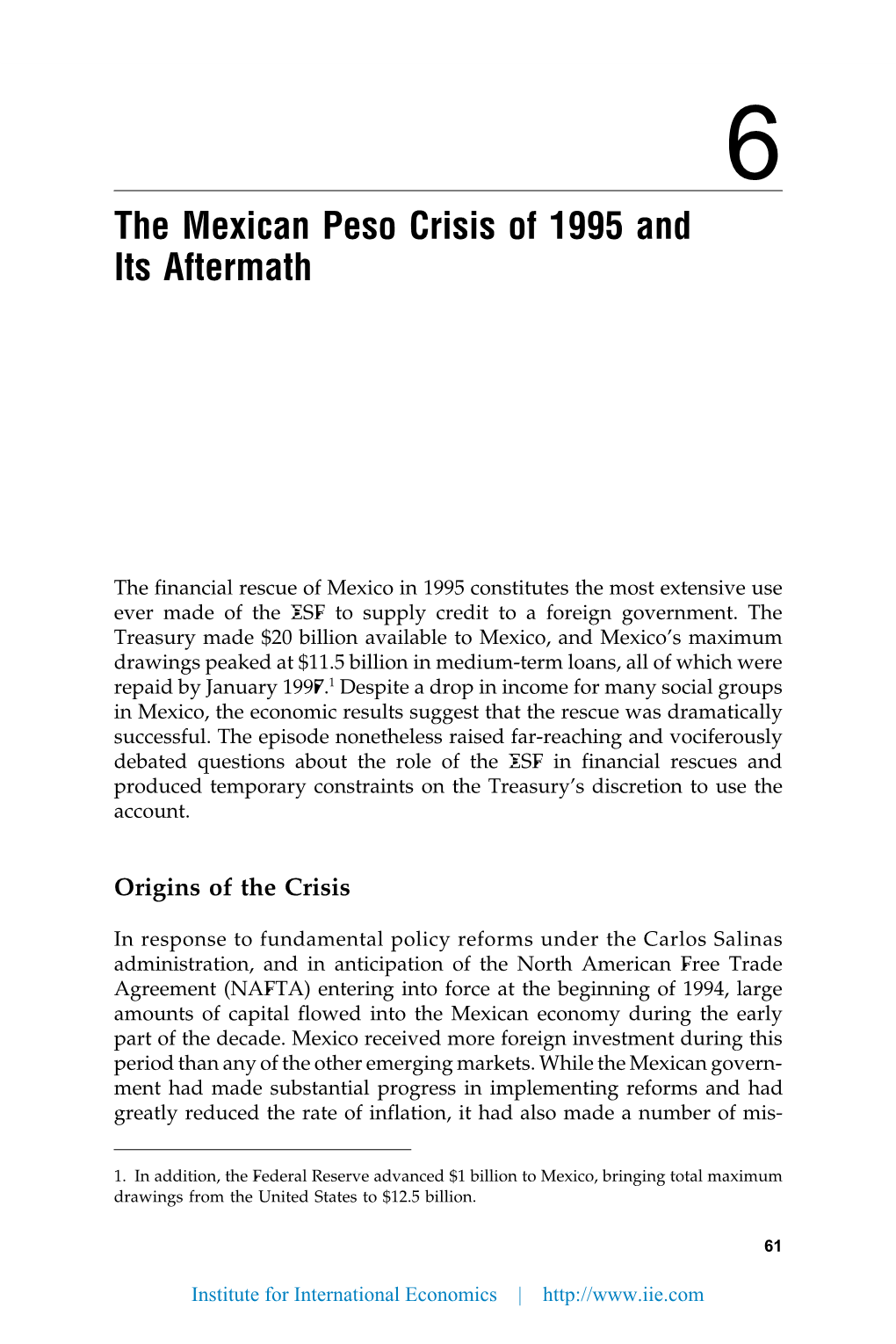 The Mexican Peso Crisis of 1995 and Its Aftermath