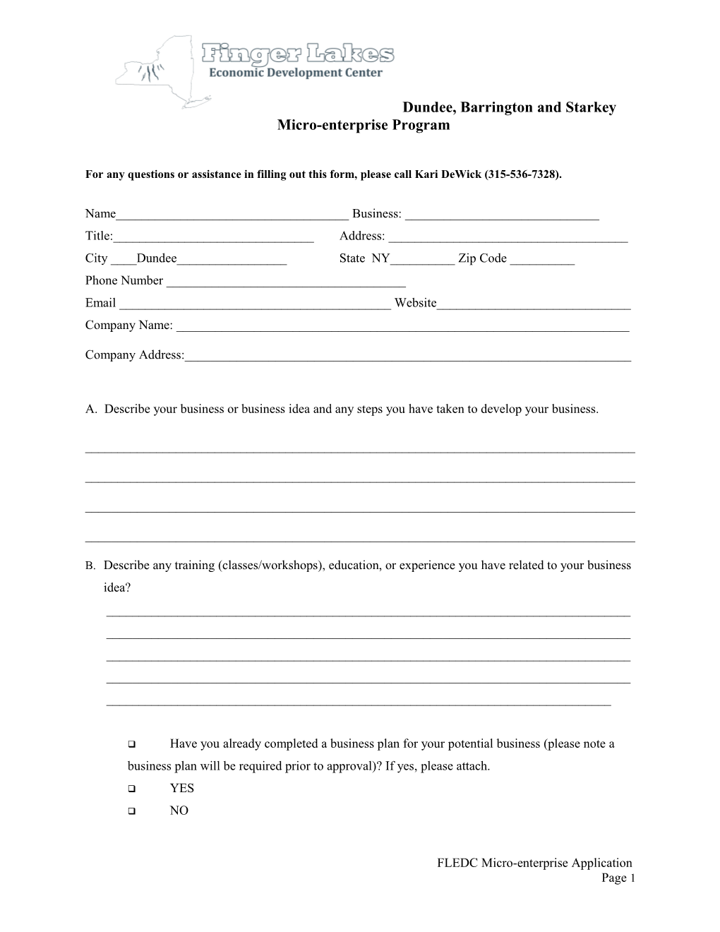 Entrepreneur Application Form