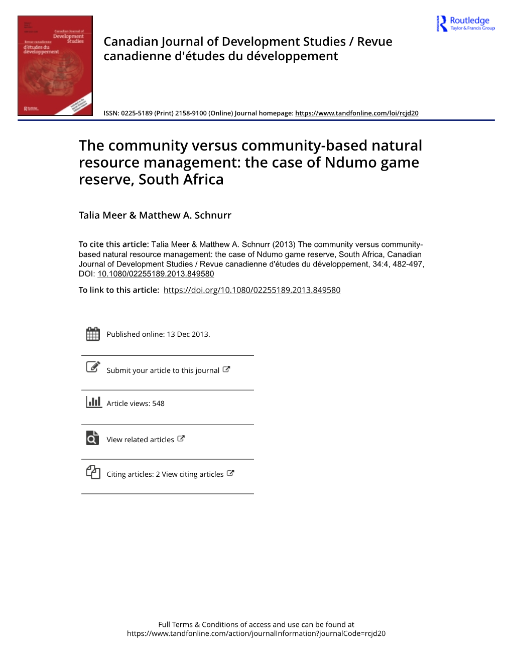 The Case of Ndumo Game Reserve, South Africa