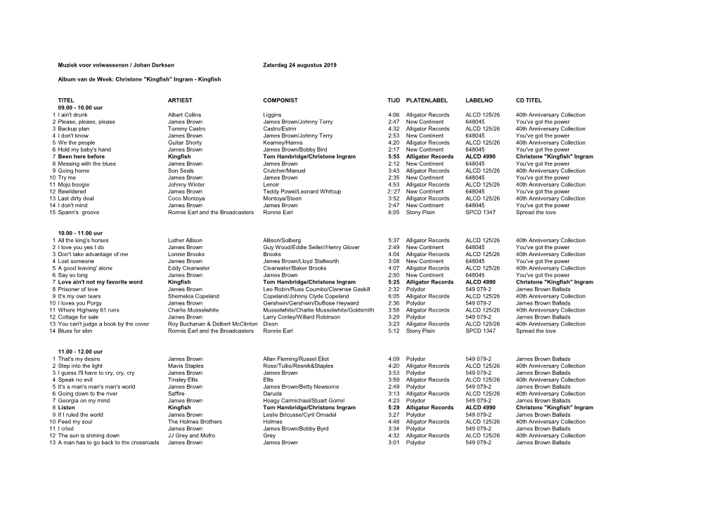 Muziek Voor Volwassenen / Johan Derksen Zaterdag 24 Augustus 2019