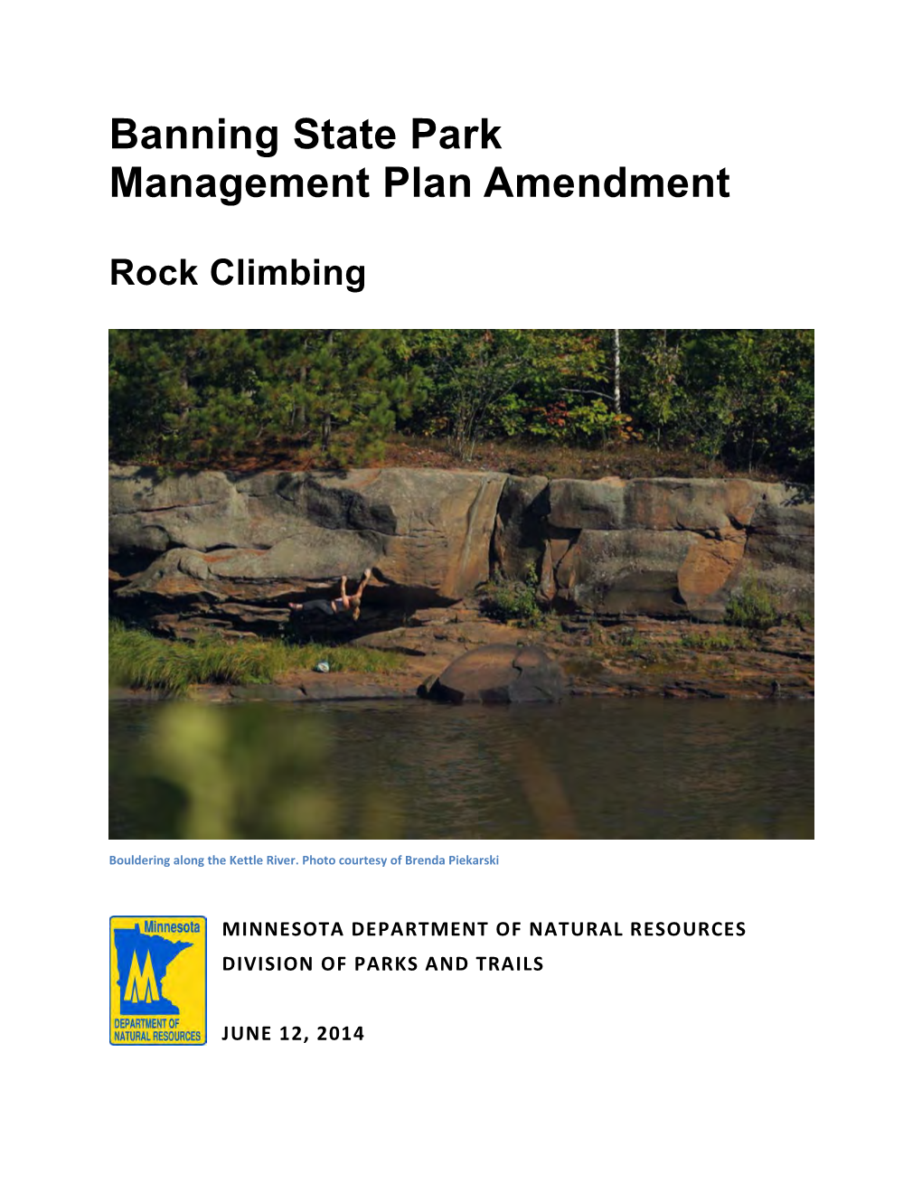 Banning State Park Management Plan Amendment