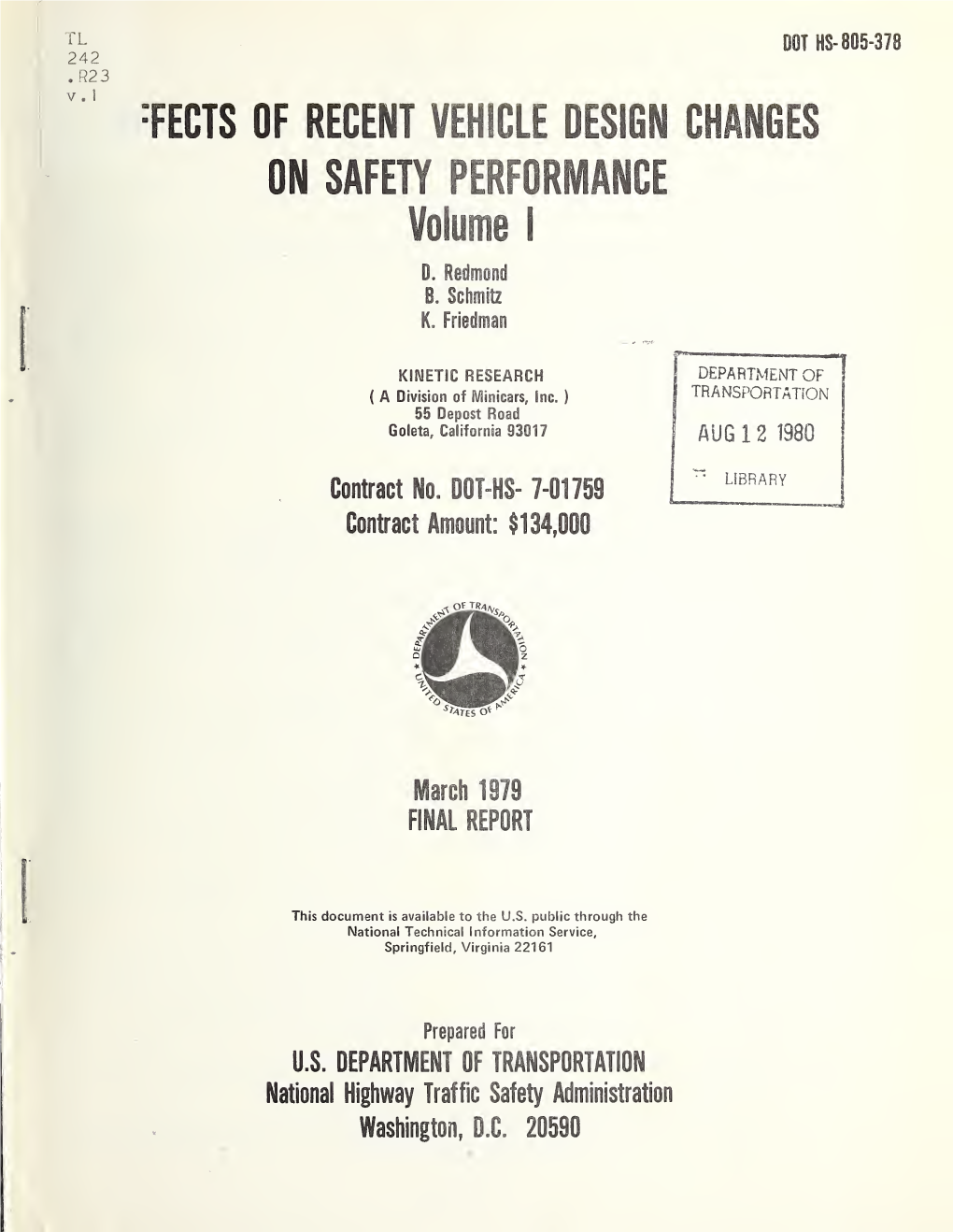 Effects of Recent Vehicle Design Changes on Safety Performance,